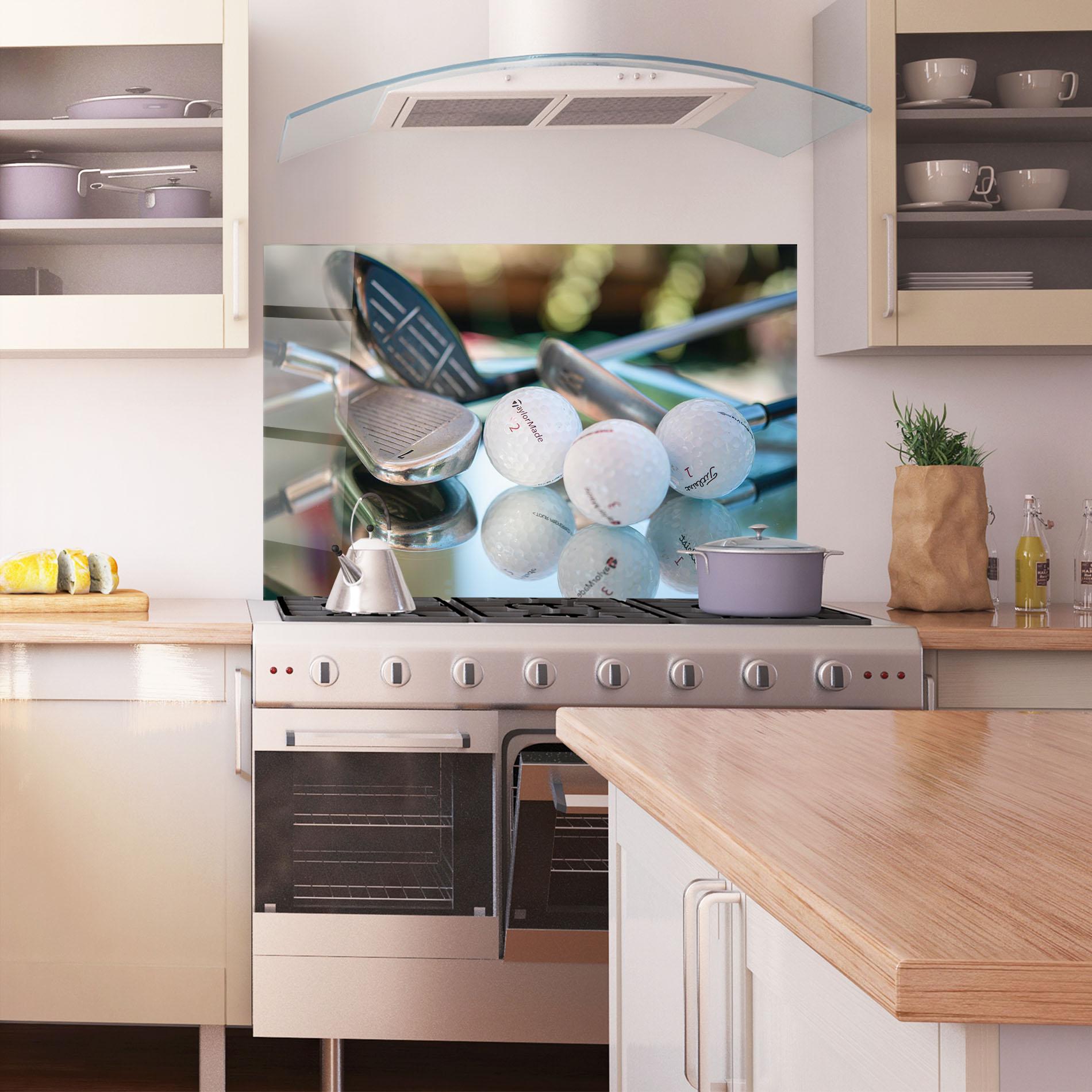 Konyhai üveg hátfal Golf Balls Set mockup 1