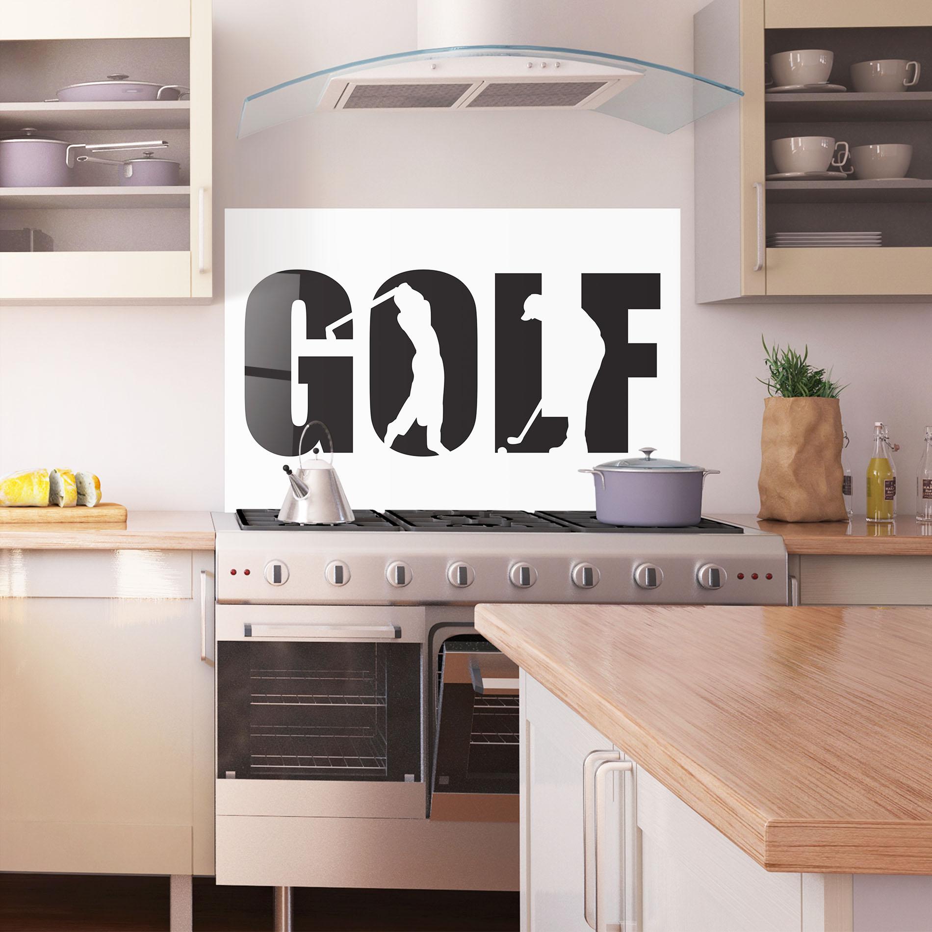Konyhai üveg hátfal Golf Text Art mockup 1