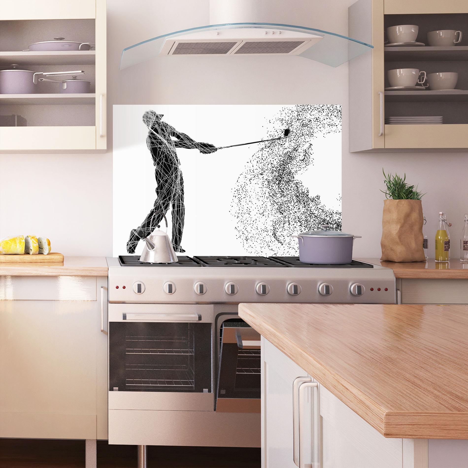 Konyhai üveg hátfal Golf White mockup 1