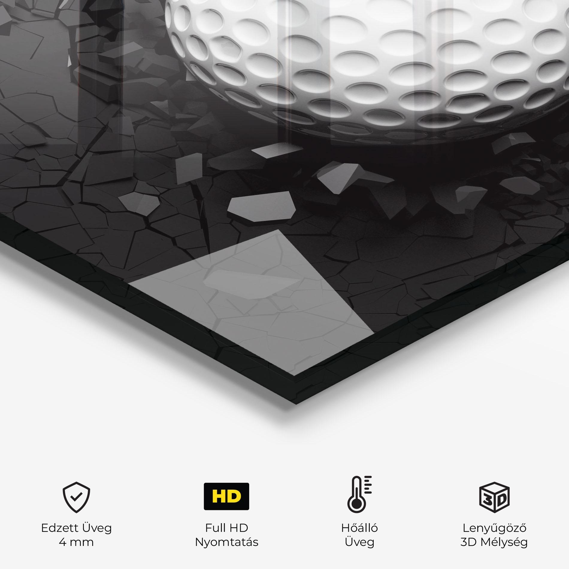 Konyhai üveg hátfal Black Wall Golf Ball mockup 2