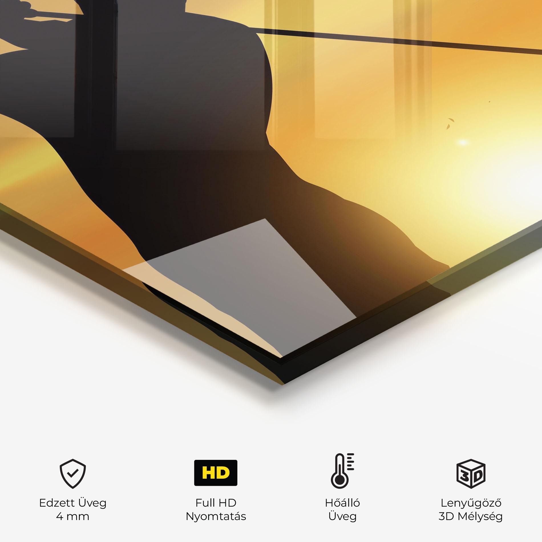 Konyhai üveg hátfal Gold Sunrise mockup 2