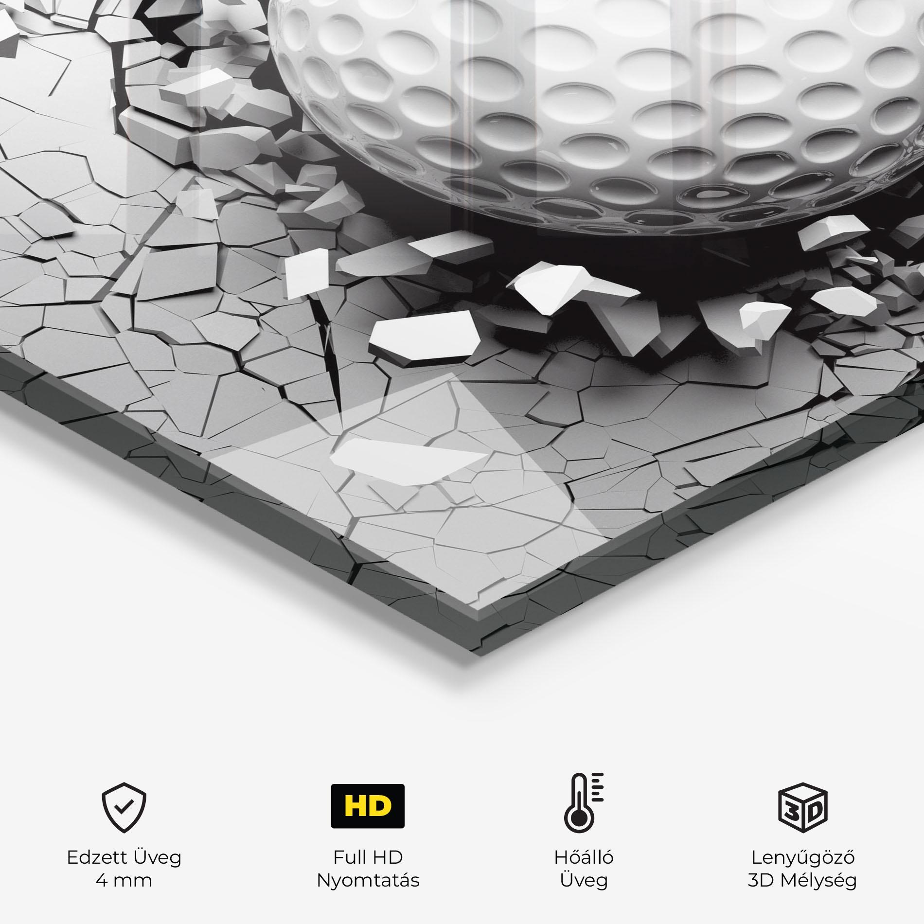 Konyhai üveg hátfal Golf Ball Breaking Wall mockup 2