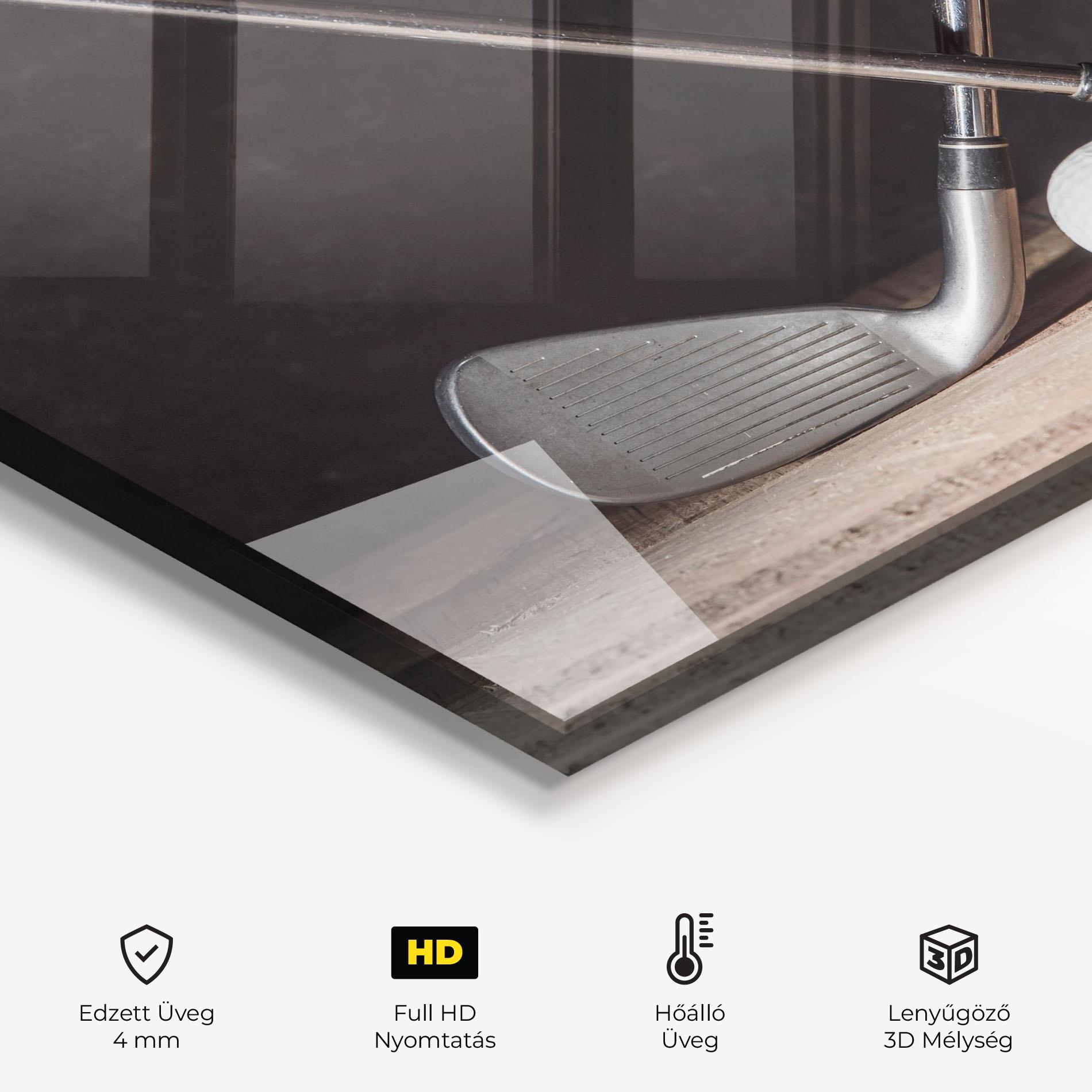 Konyhai üveg hátfal Golf Club Ball mockup 2