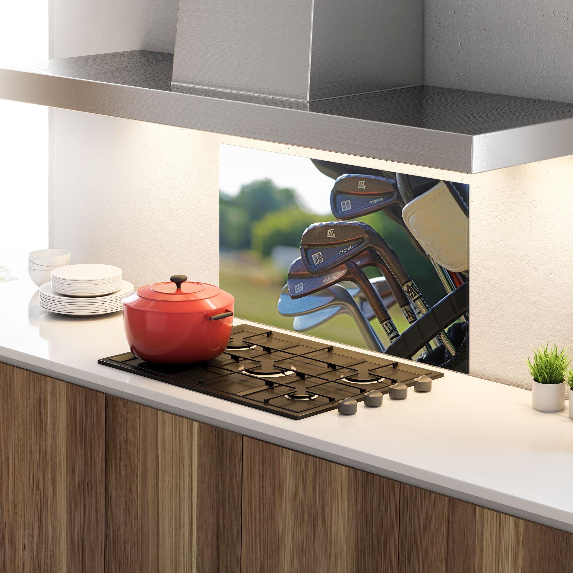 Konyhai üveg hátfal Brown Golf Club mockup 4