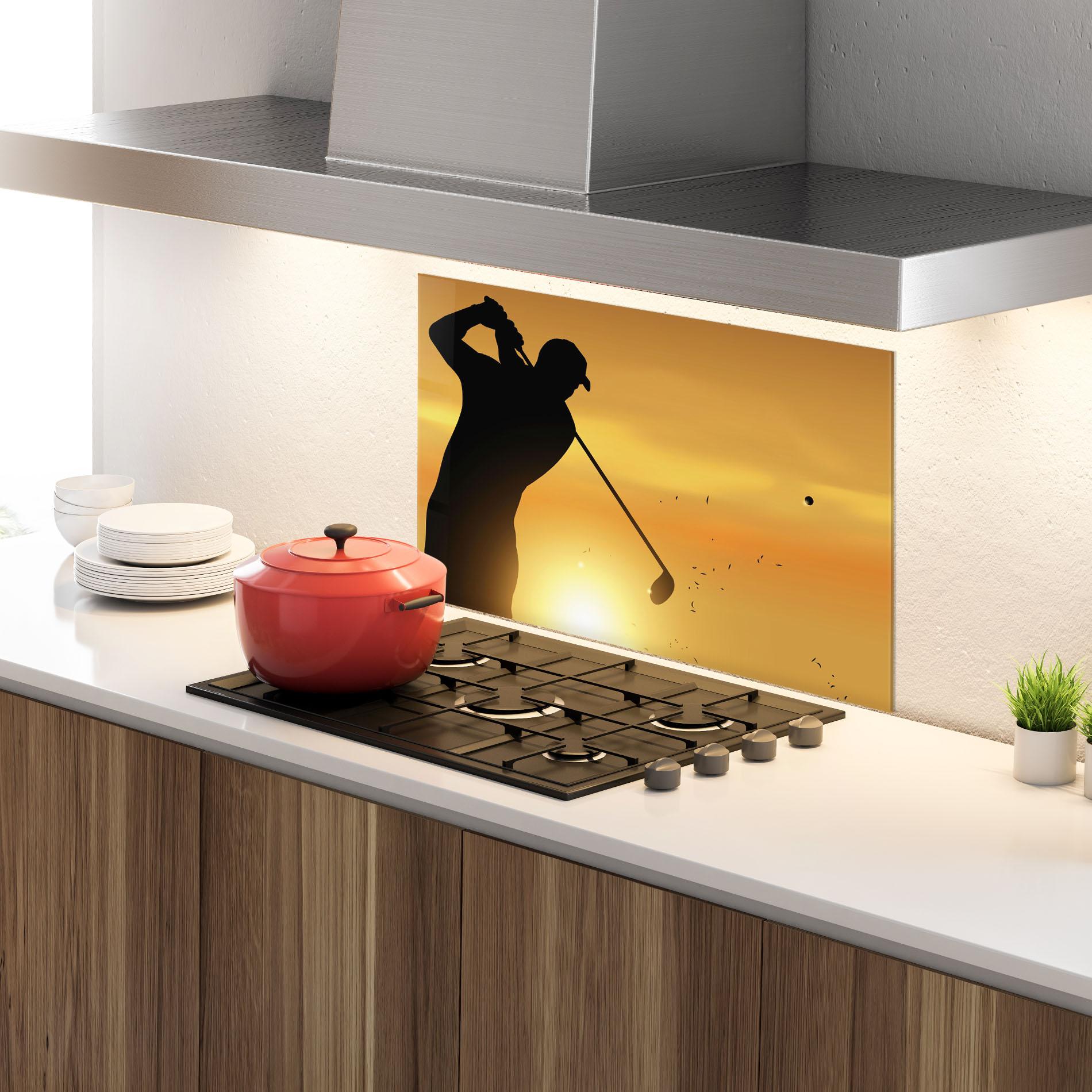 Konyhai üveg hátfal Gold Sunrise mockup 4