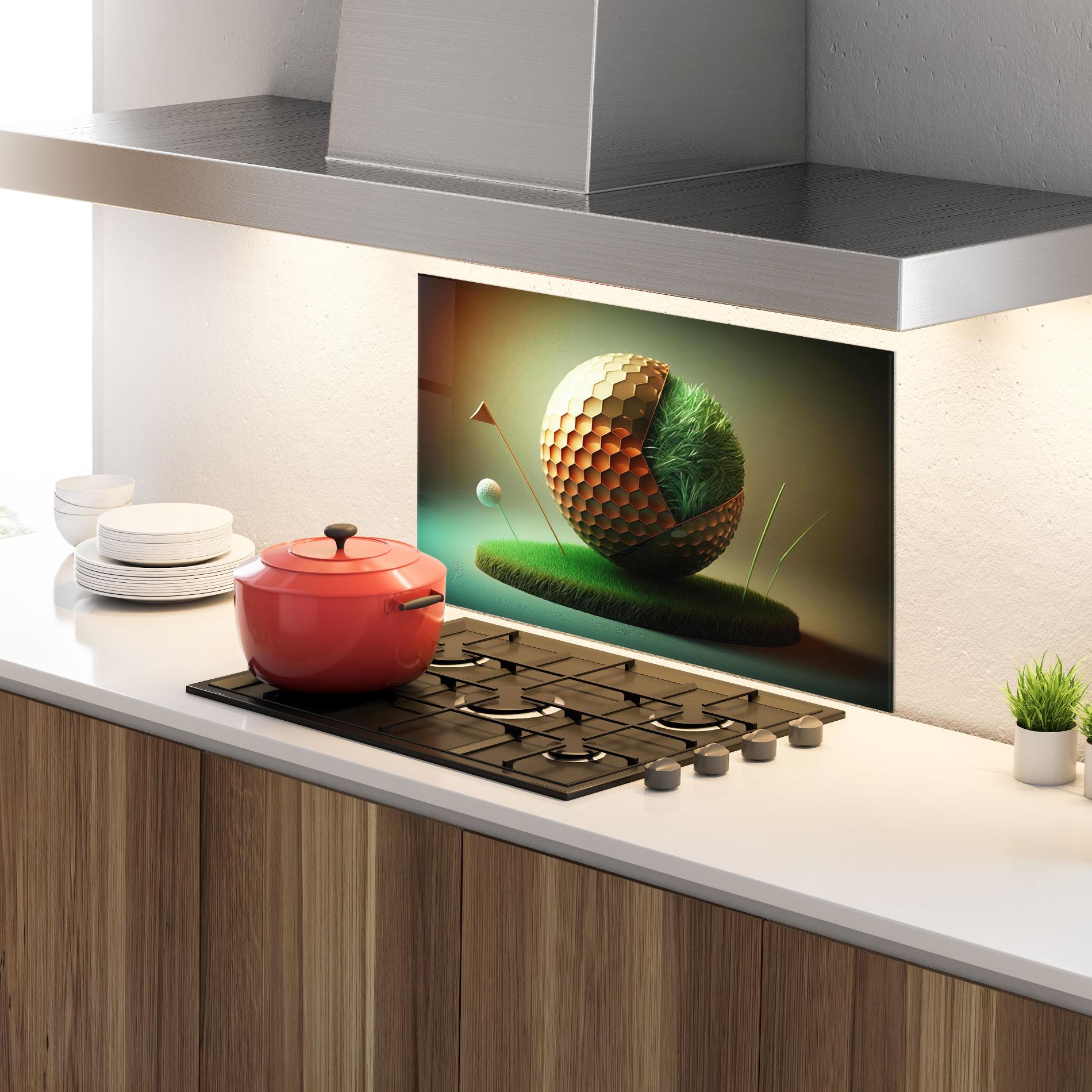 Konyhai üveg hátfal Golf Ball 3d Style mockup 4