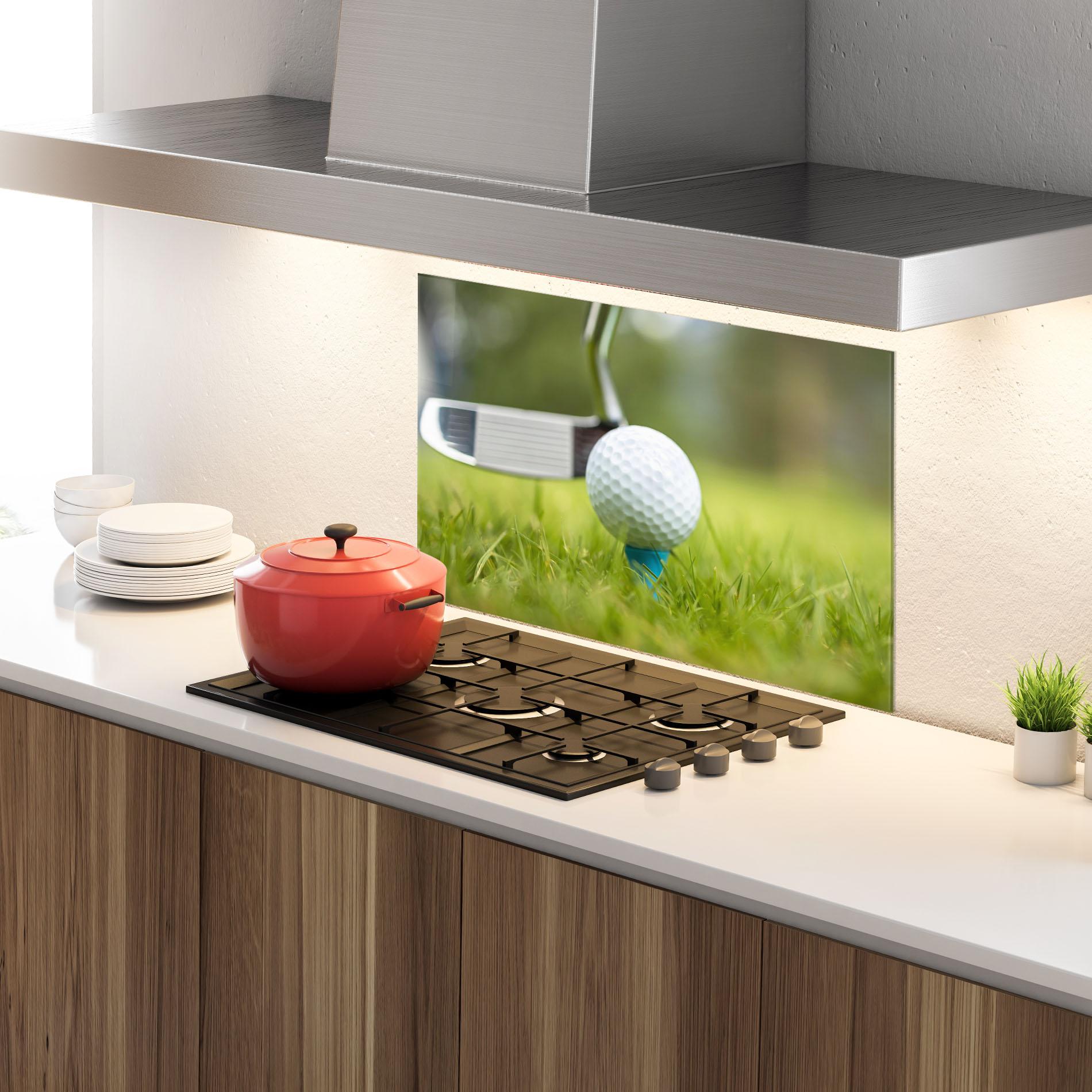 Konyhai üveg hátfal Golf Ball Tee mockup 4