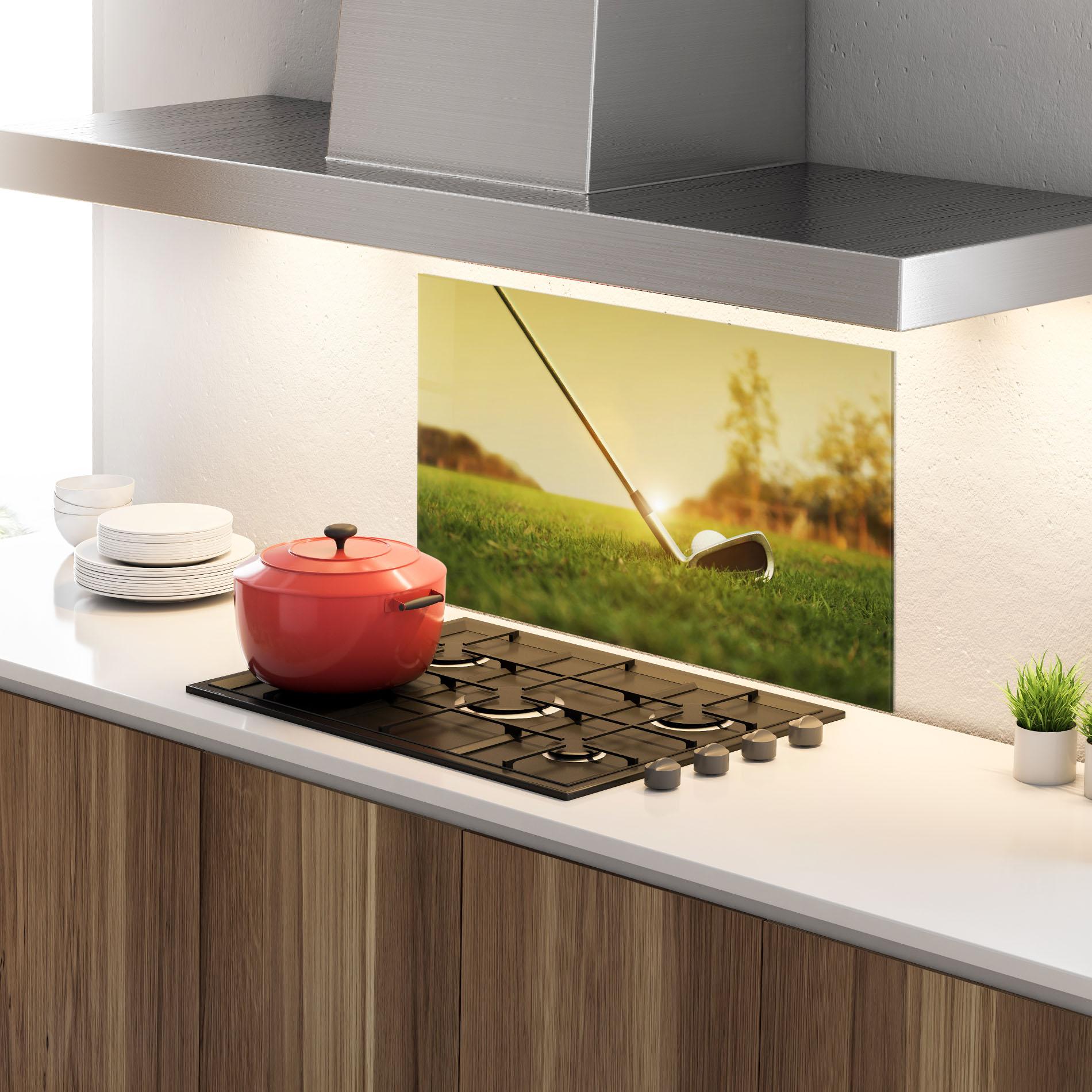 Konyhai üveg hátfal Golf Course mockup 4