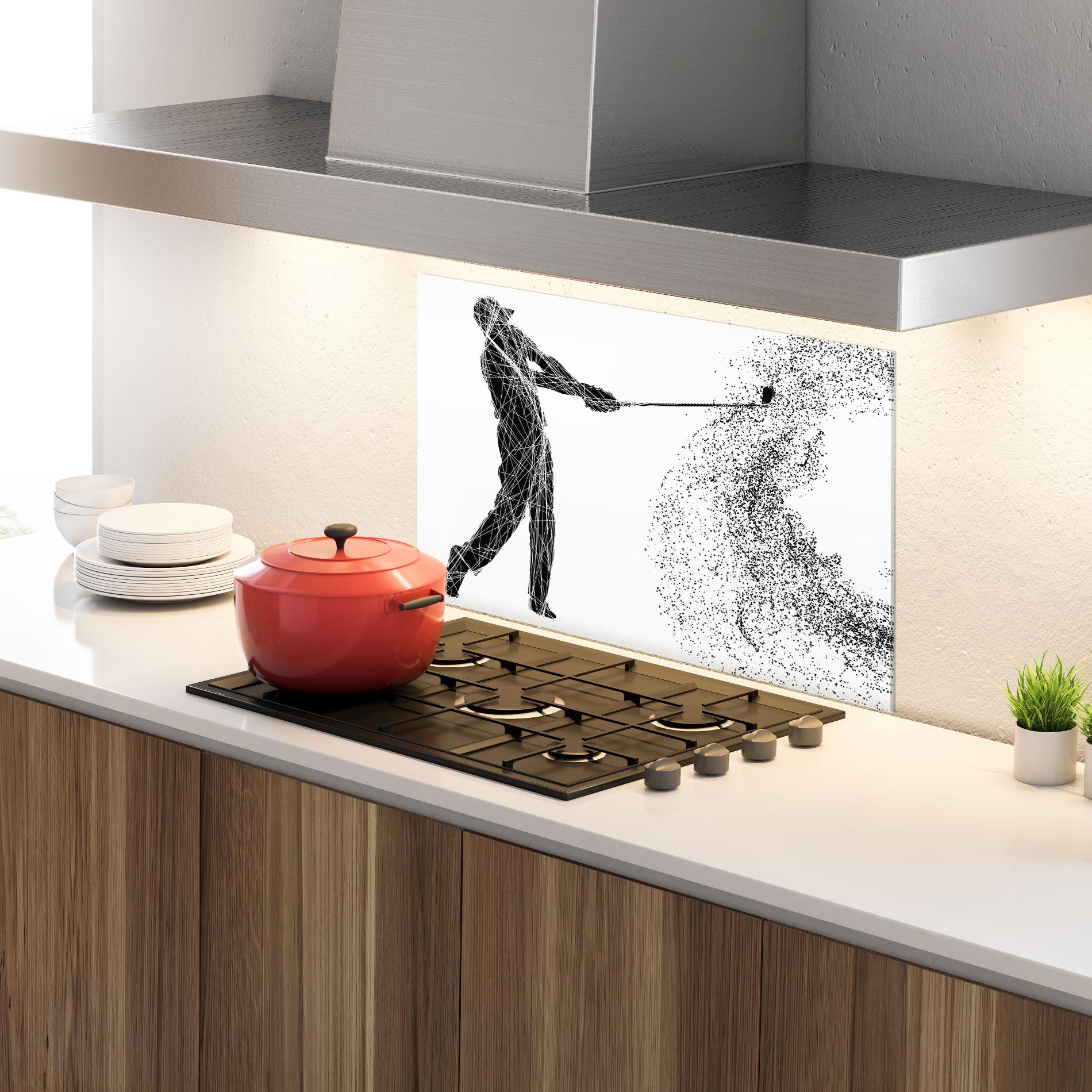 Konyhai üveg hátfal Golf White mockup 4