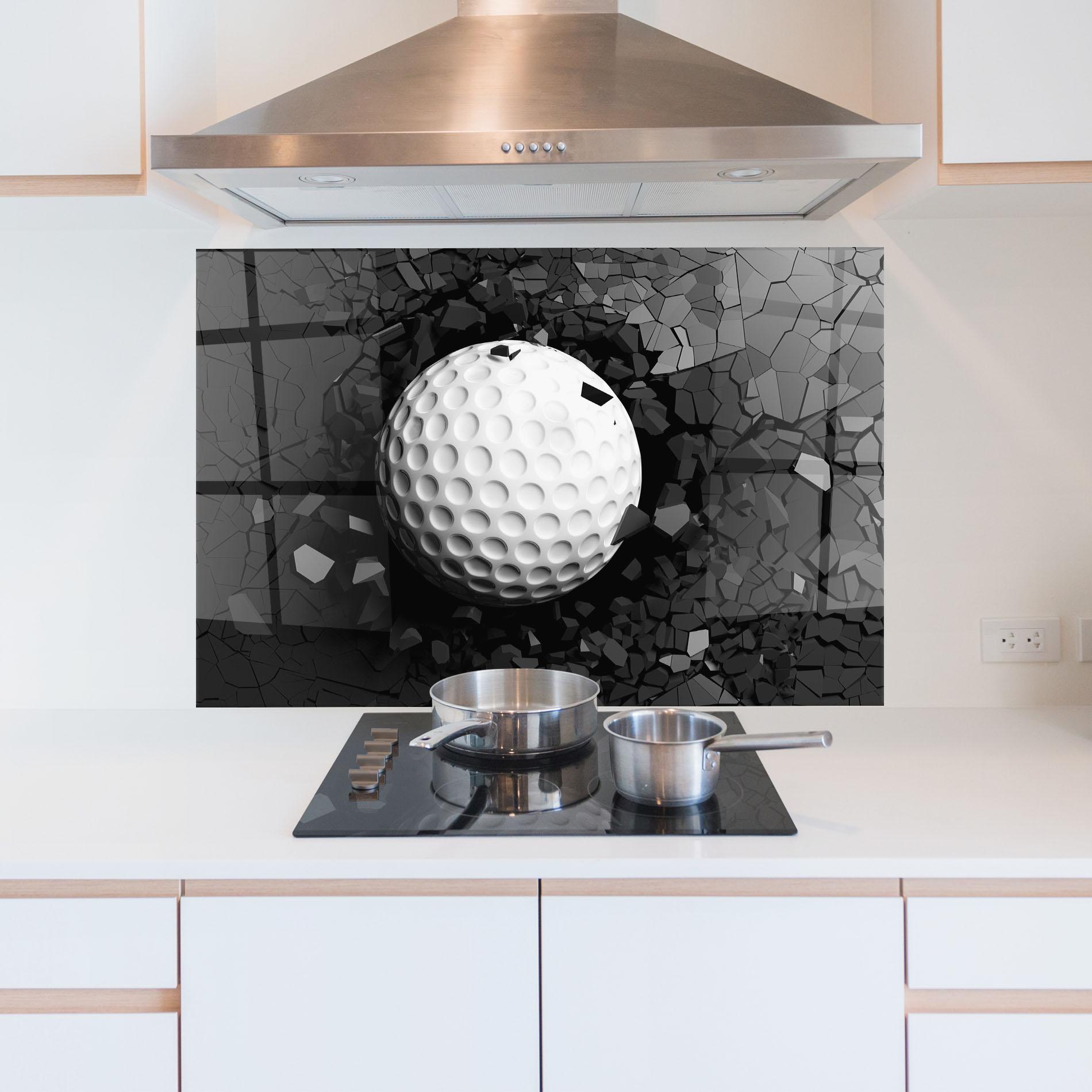 Konyhai üveg hátfal Black Wall Golf Ball mockup 5