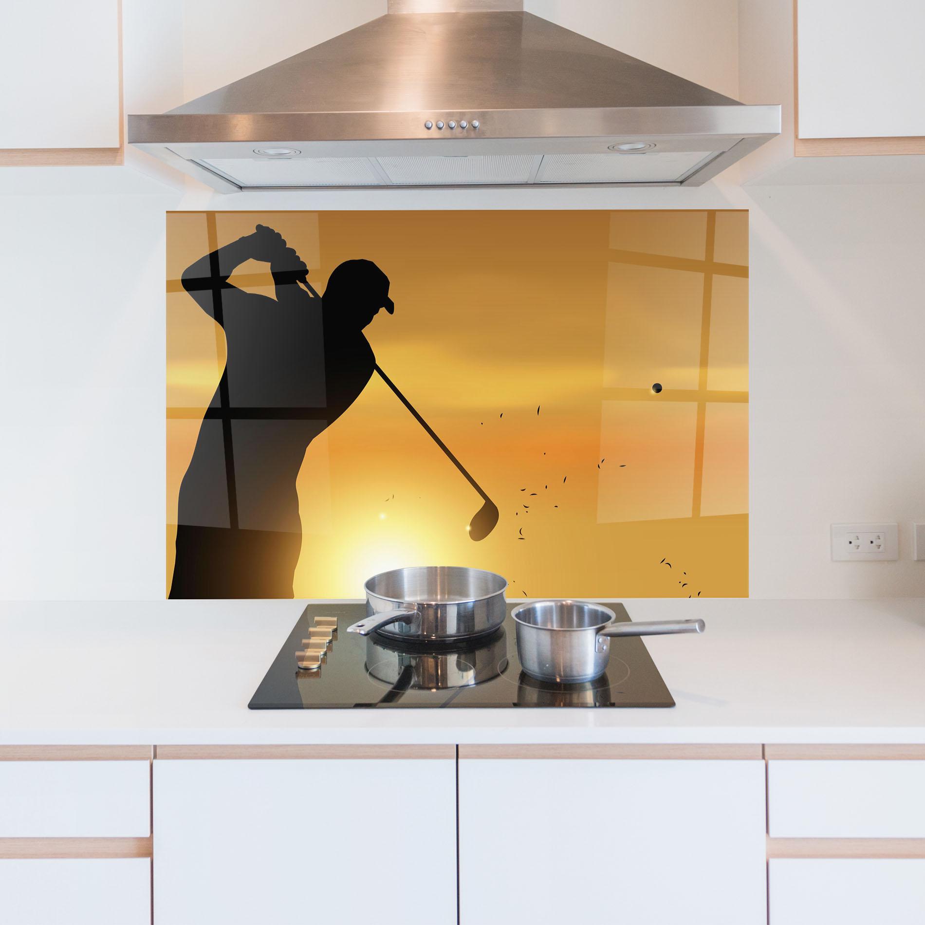 Konyhai üveg hátfal Gold Sunrise mockup 5