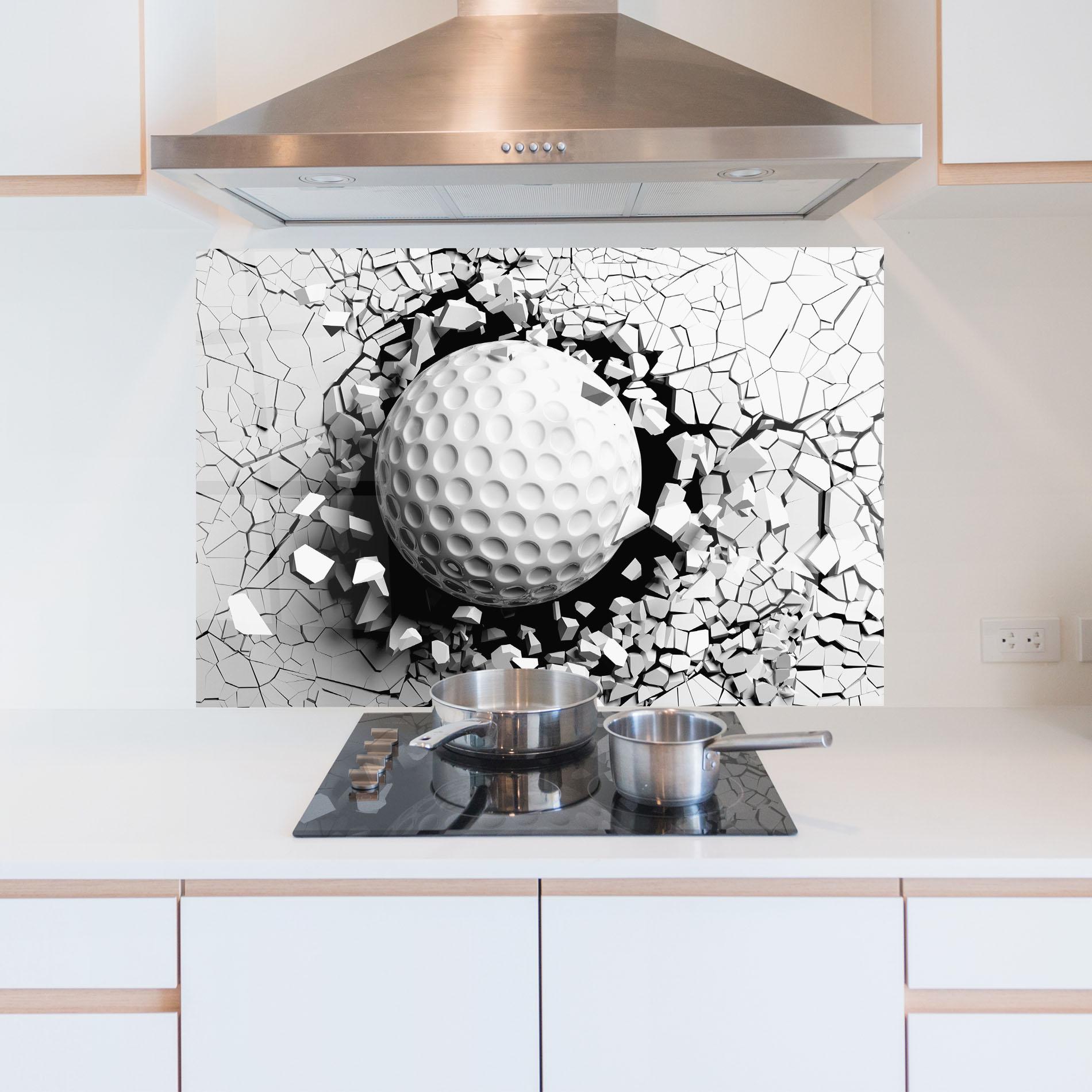 Konyhai üveg hátfal Golf Ball Breaking Wall mockup 5
