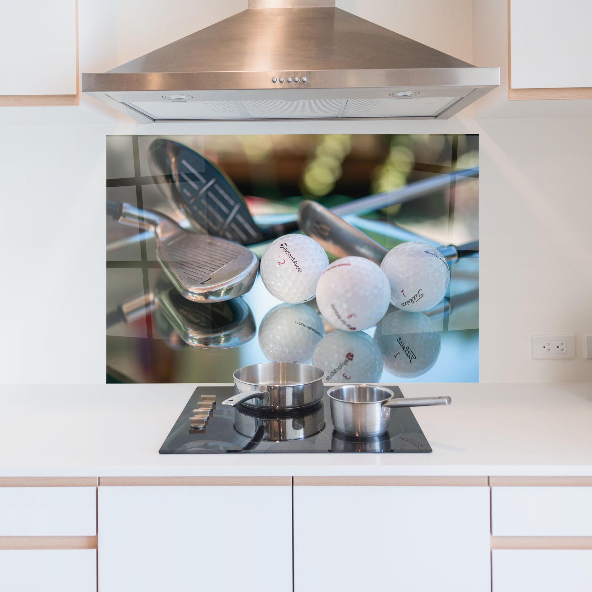 Konyhai üveg hátfal Golf Balls Set mockup 5