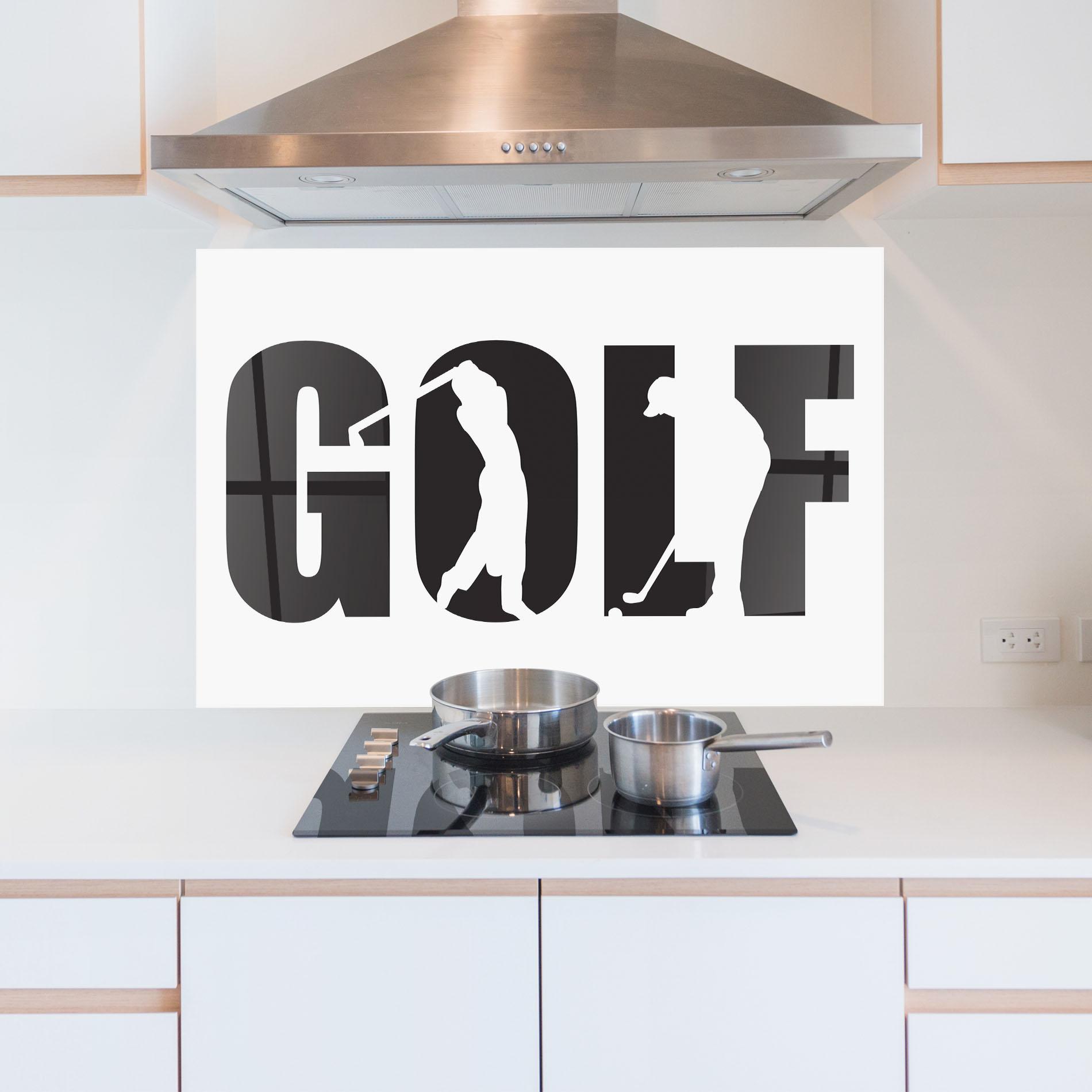 Konyhai üveg hátfal Golf Text Art mockup 5