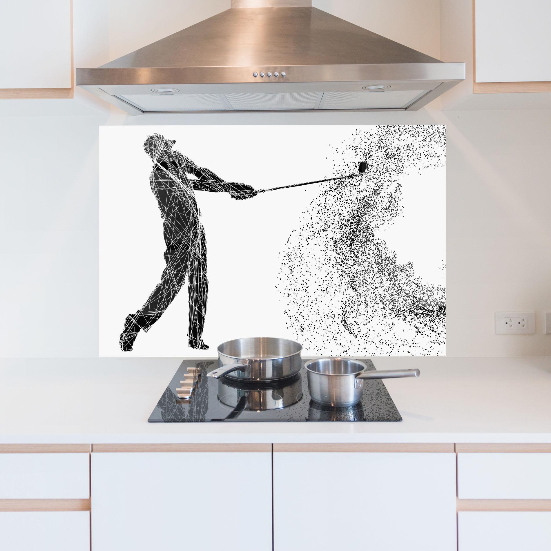 Konyhai üveg hátfal Golf White mockup 5