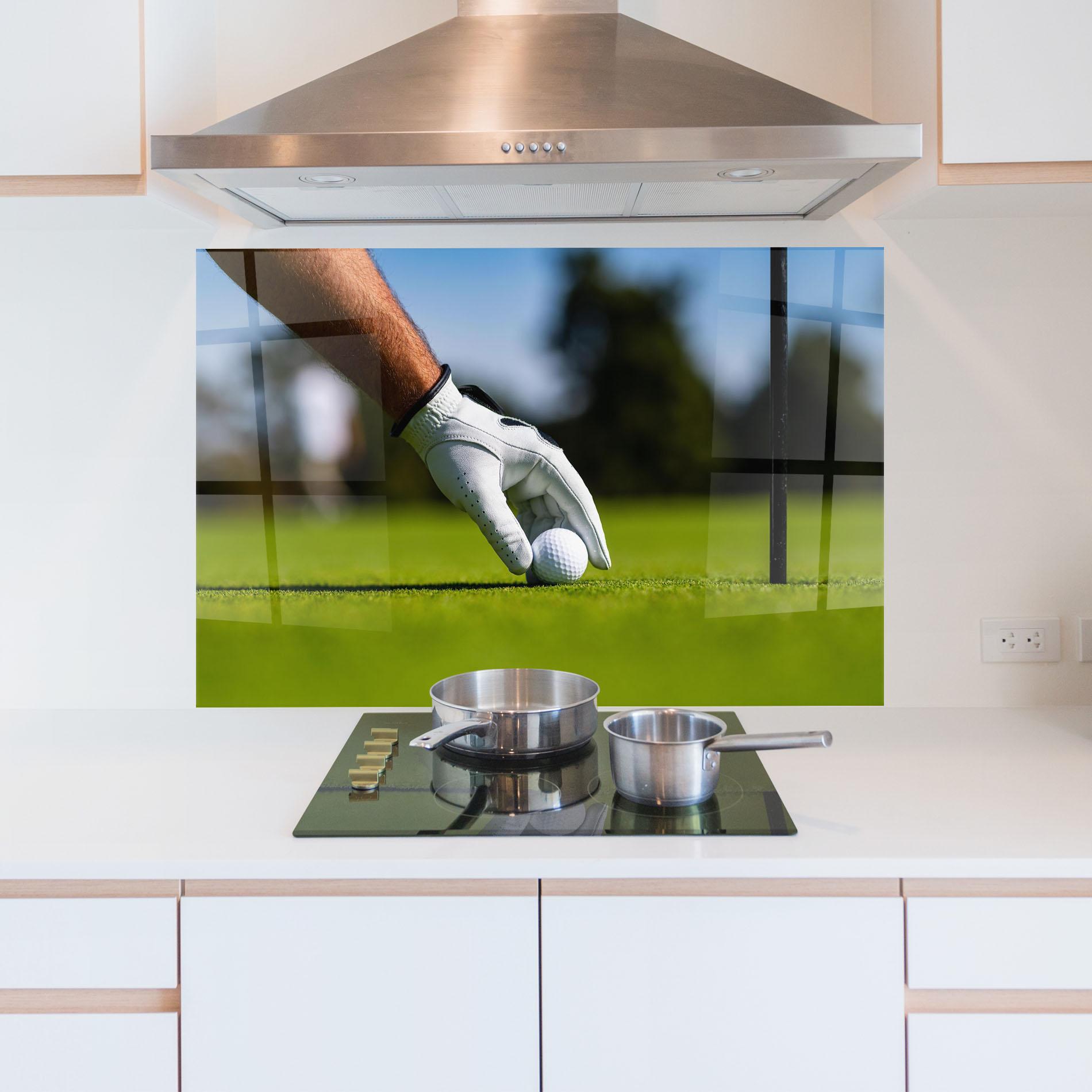 Konyhai üveg hátfal Golfer Man mockup 5