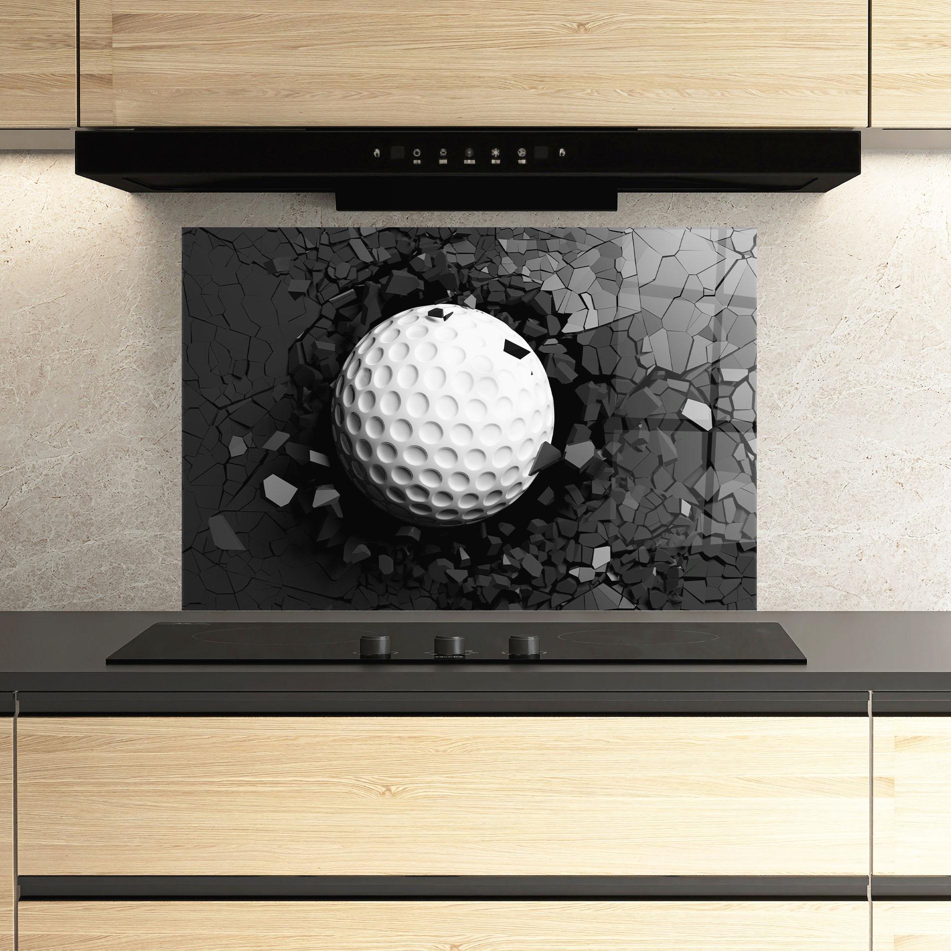 Konyhai üveg hátfal Black Wall Golf Ball mockup 3