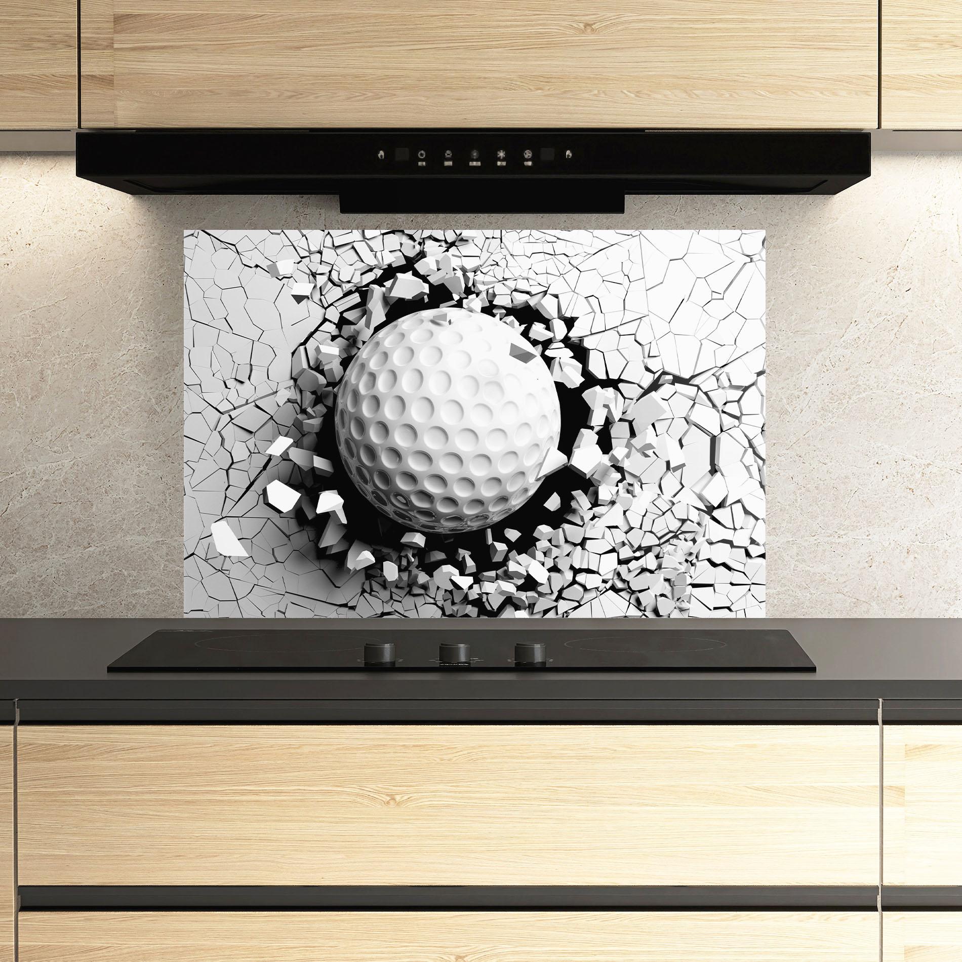 Konyhai üveg hátfal Golf Ball Breaking Wall mockup 3