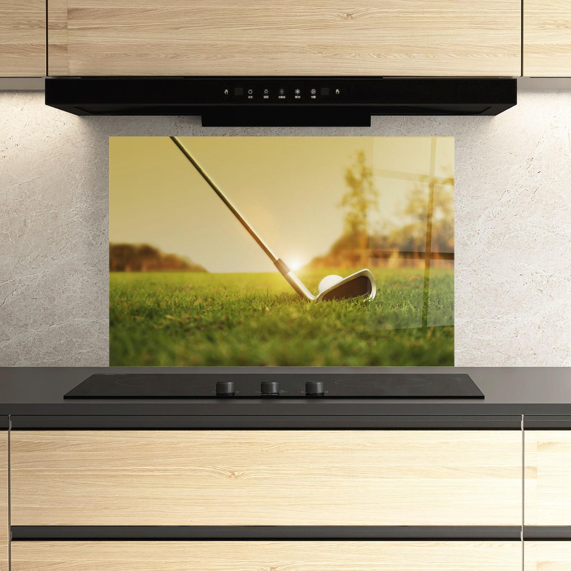 Konyhai üveg hátfal Golf Course mockup 3