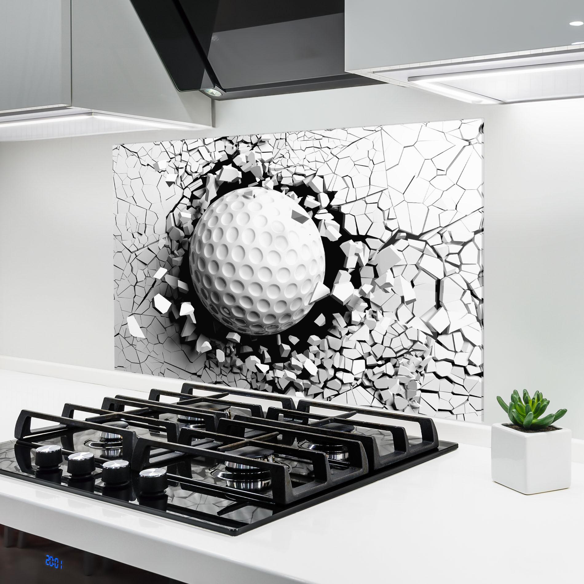 Konyhai üveg hátfal Golf Ball Breaking Wall mockup 6