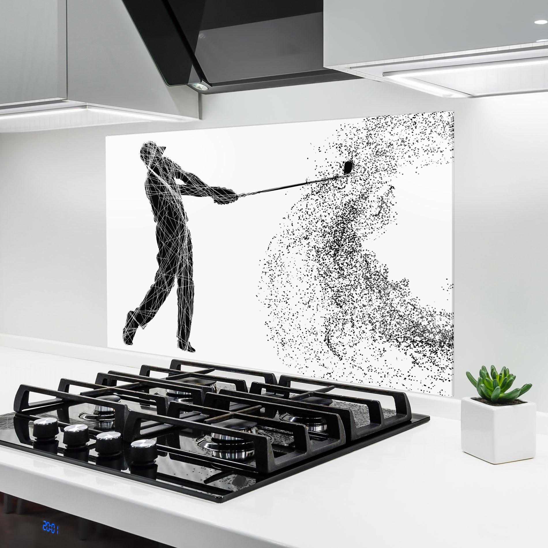 Konyhai üveg hátfal Golf White mockup 6