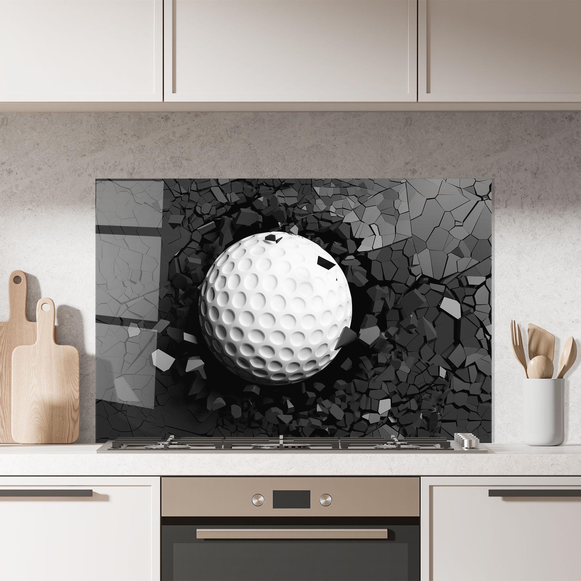 Konyhai üveg hátfal Black Wall Golf Ball mockup 7