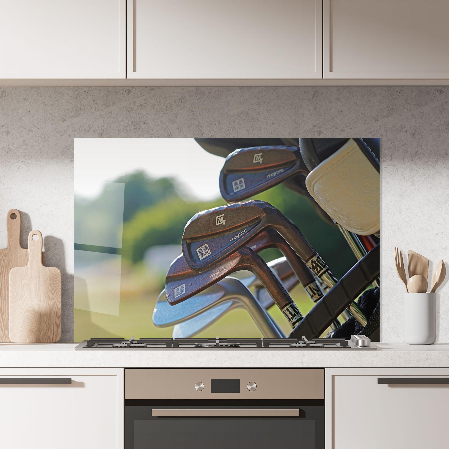 Konyhai üveg hátfal Brown Golf Club mockup 7