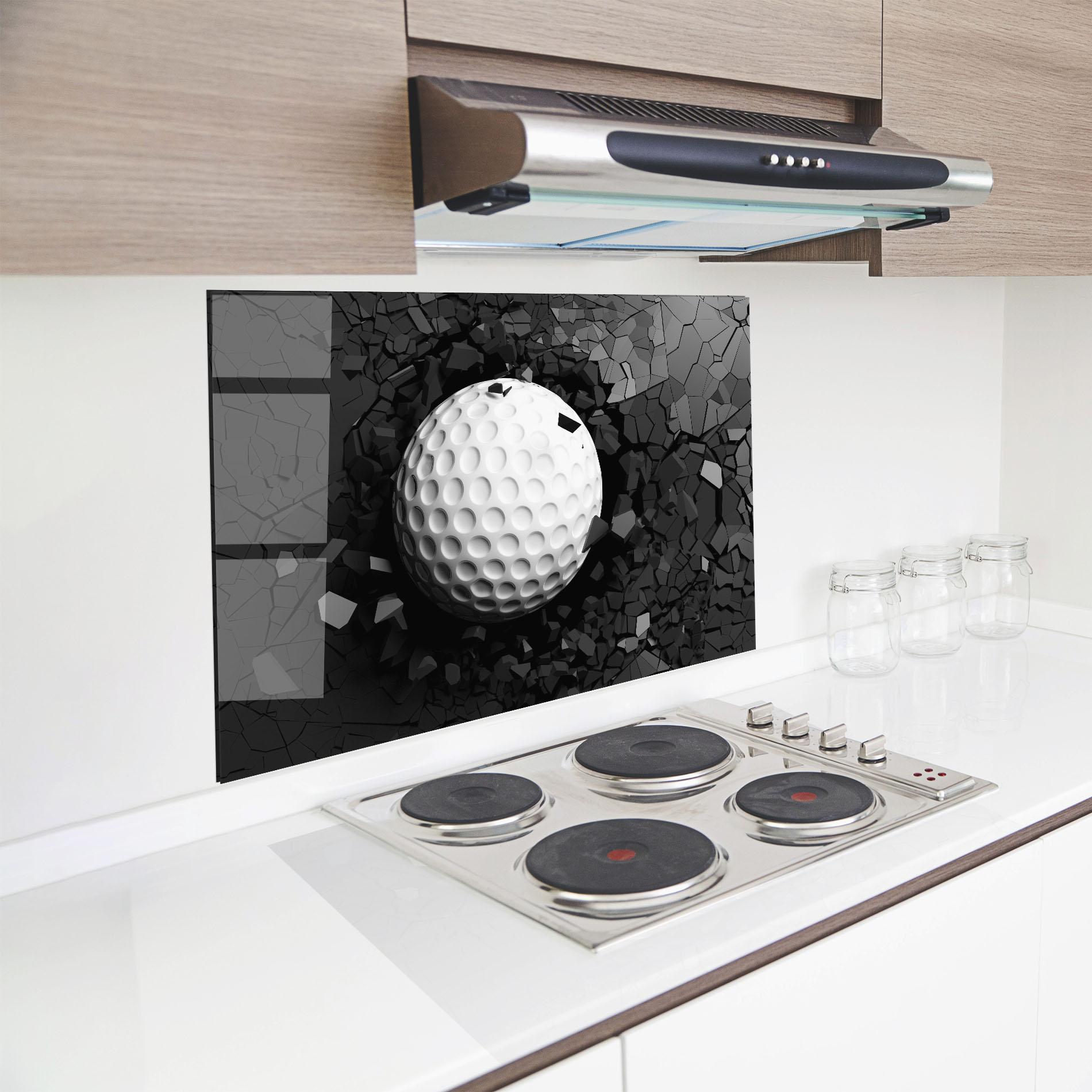 Konyhai üveg hátfal Black Wall Golf Ball mockup 8
