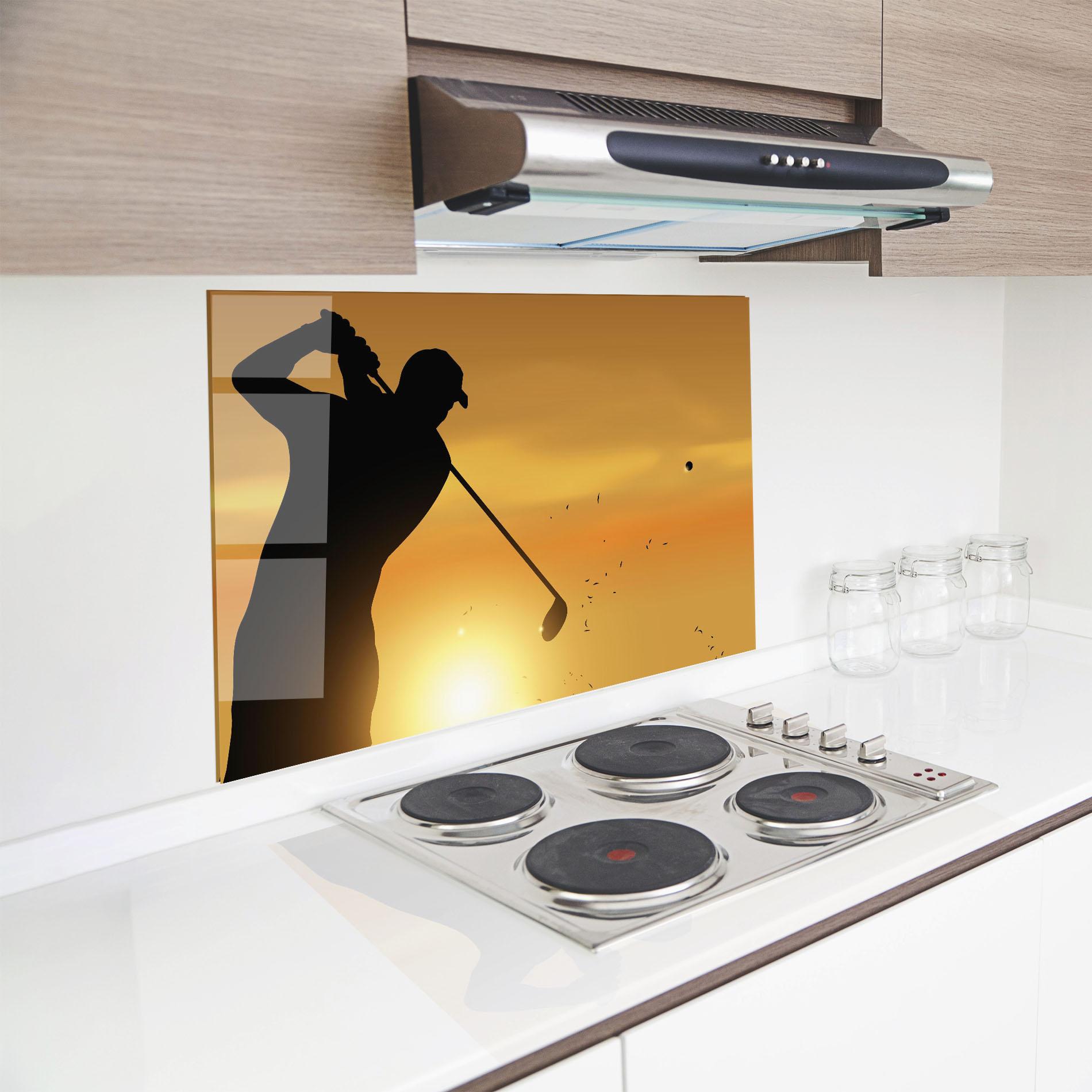 Konyhai üveg hátfal Gold Sunrise mockup 8