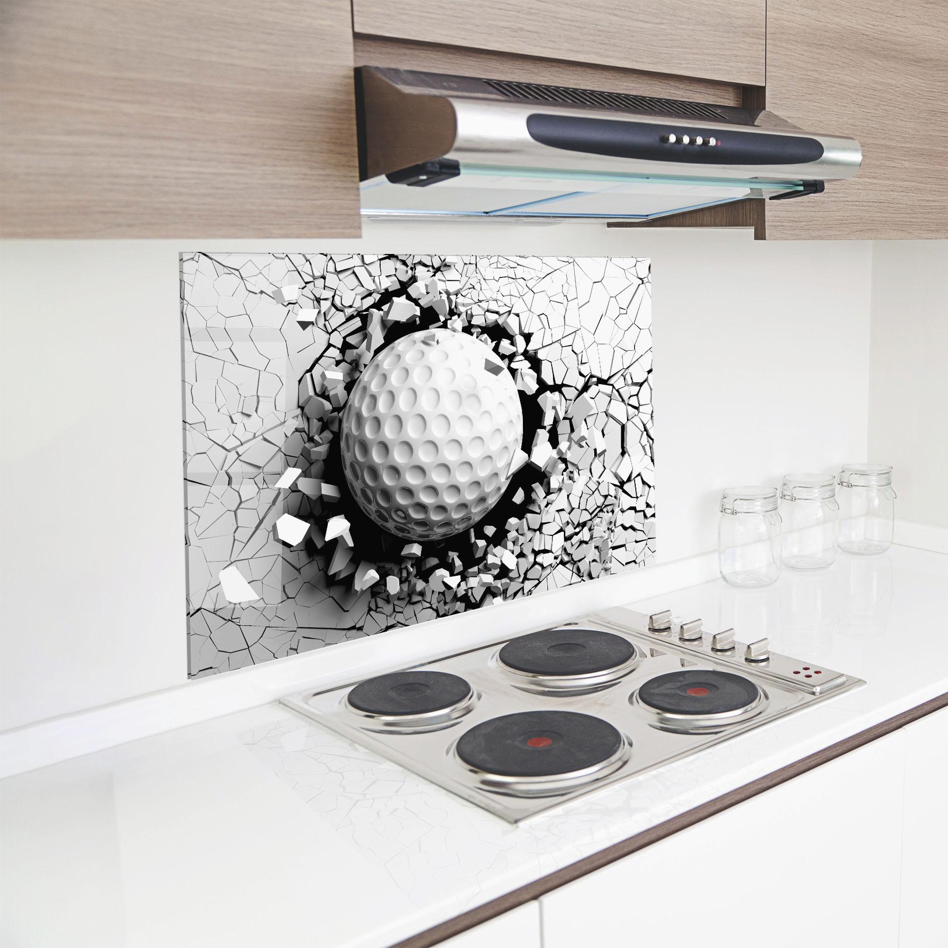 Konyhai üveg hátfal Golf Ball Breaking Wall mockup 8