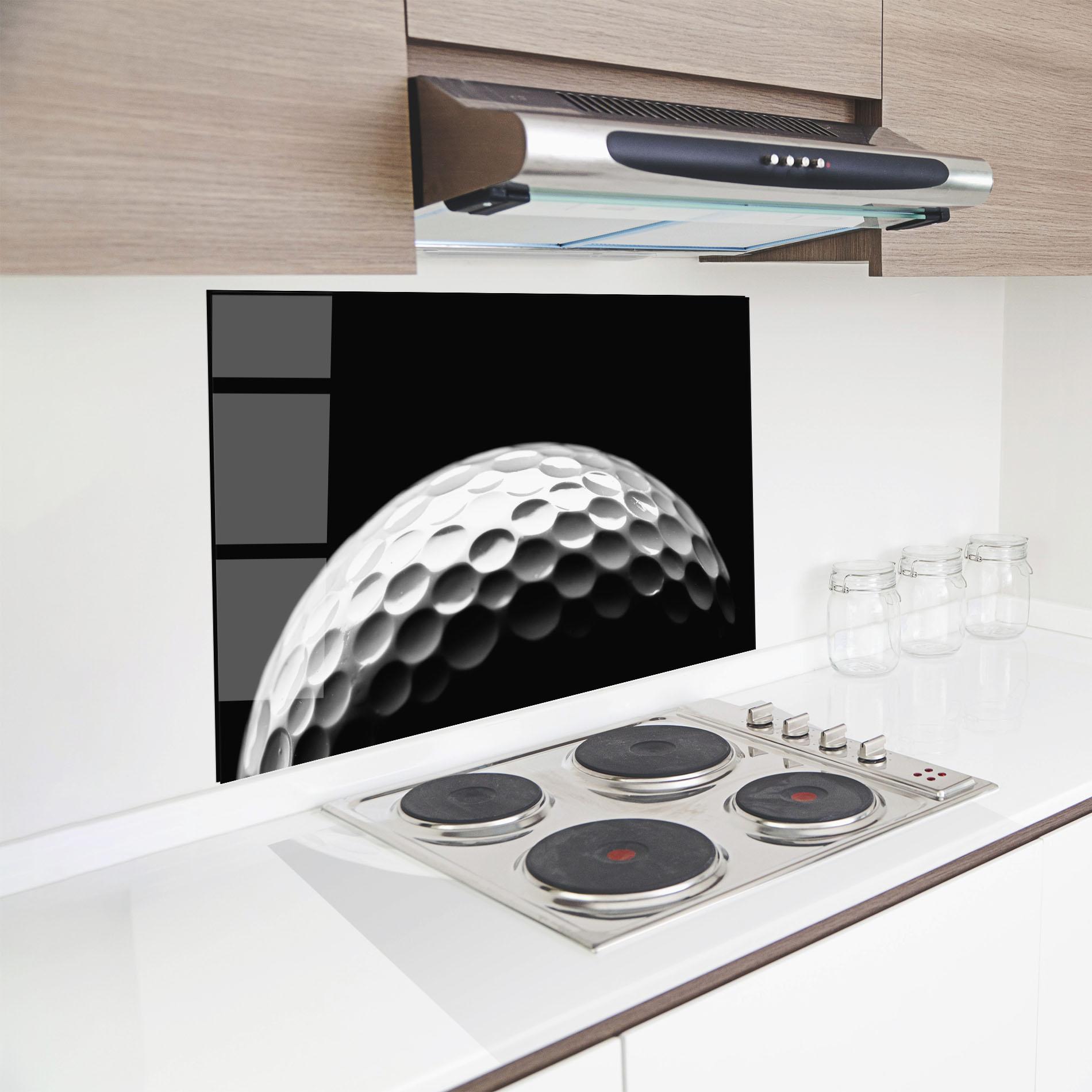 Konyhai üveg hátfal Golf Ball Close Up mockup 8