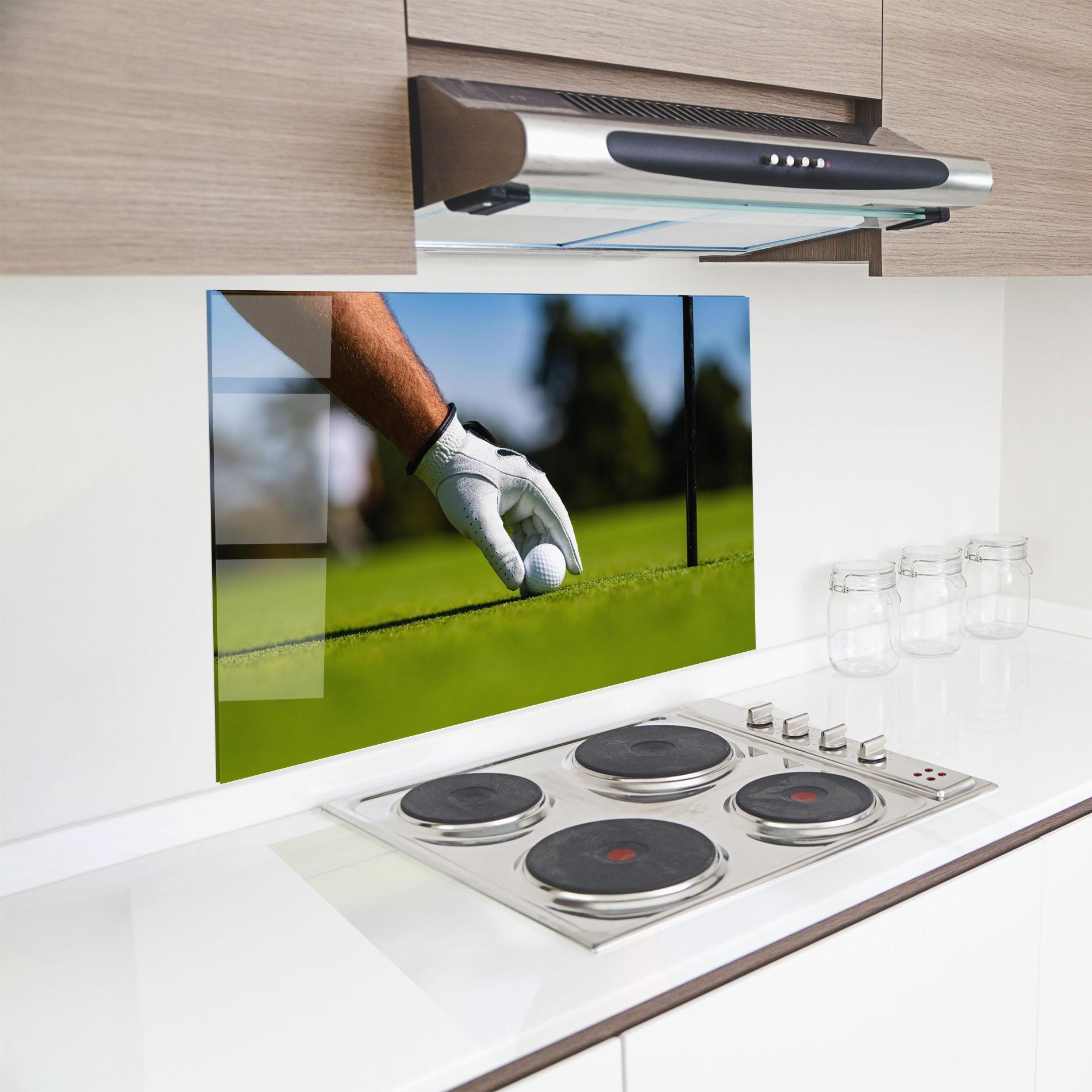 Konyhai üveg hátfal Golfer Man mockup 8