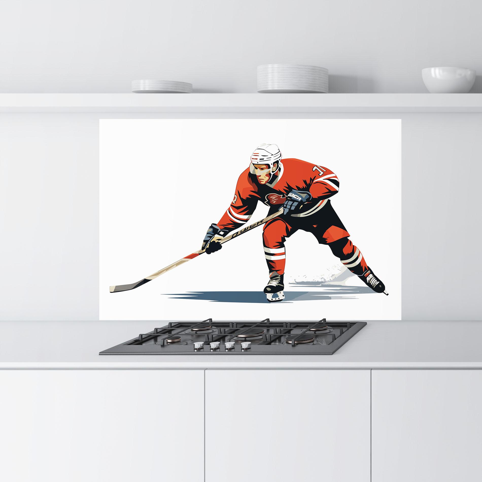 Konyhai üveg hátfal Hockey Orange Player mockup 9