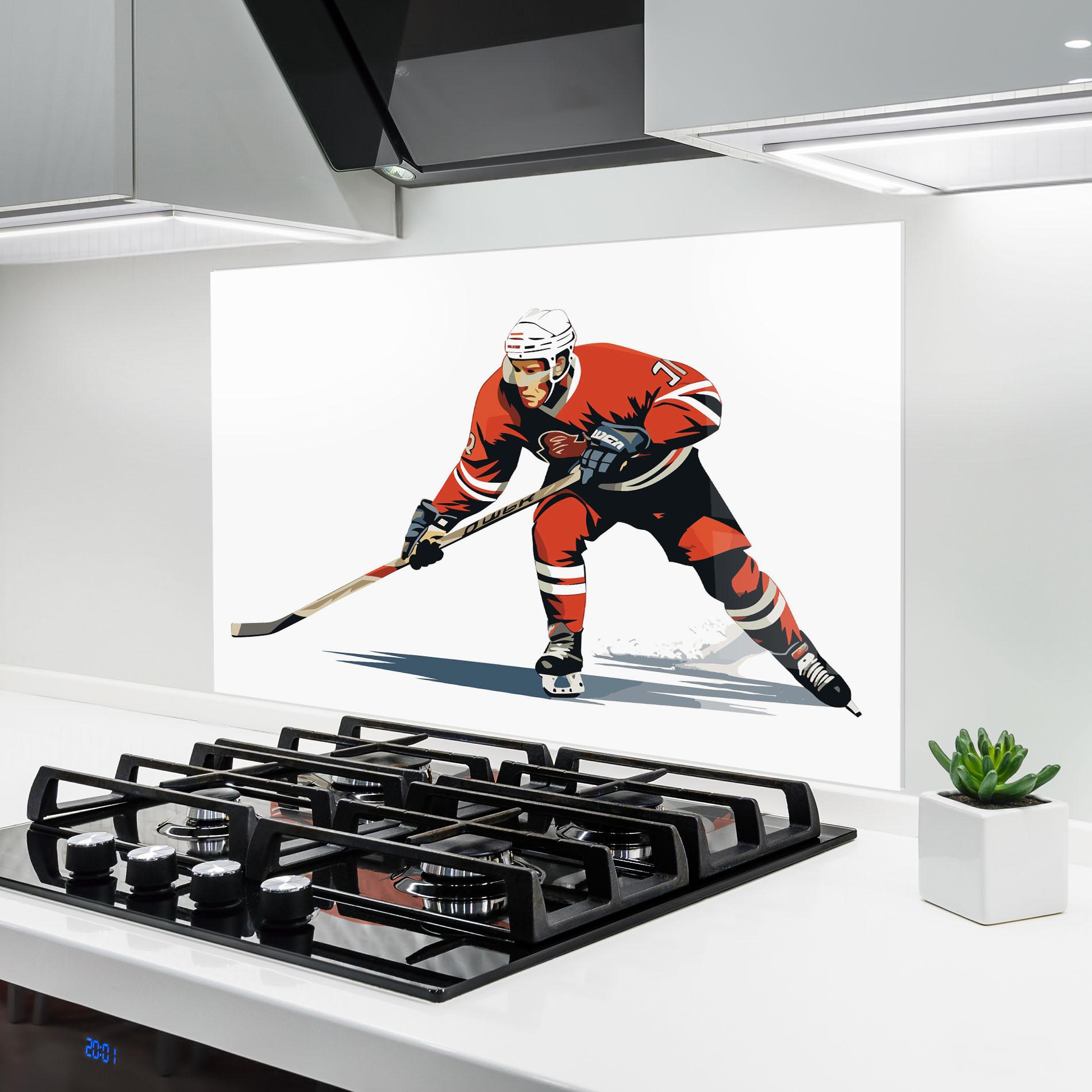 Konyhai üveg hátfal Hockey Orange Player mockup 6