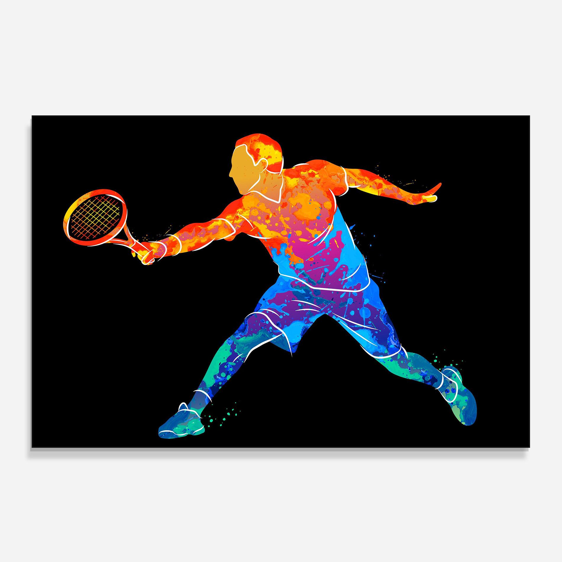 Konyhai üveg hátfal Tennis Orange Blue mockup 0