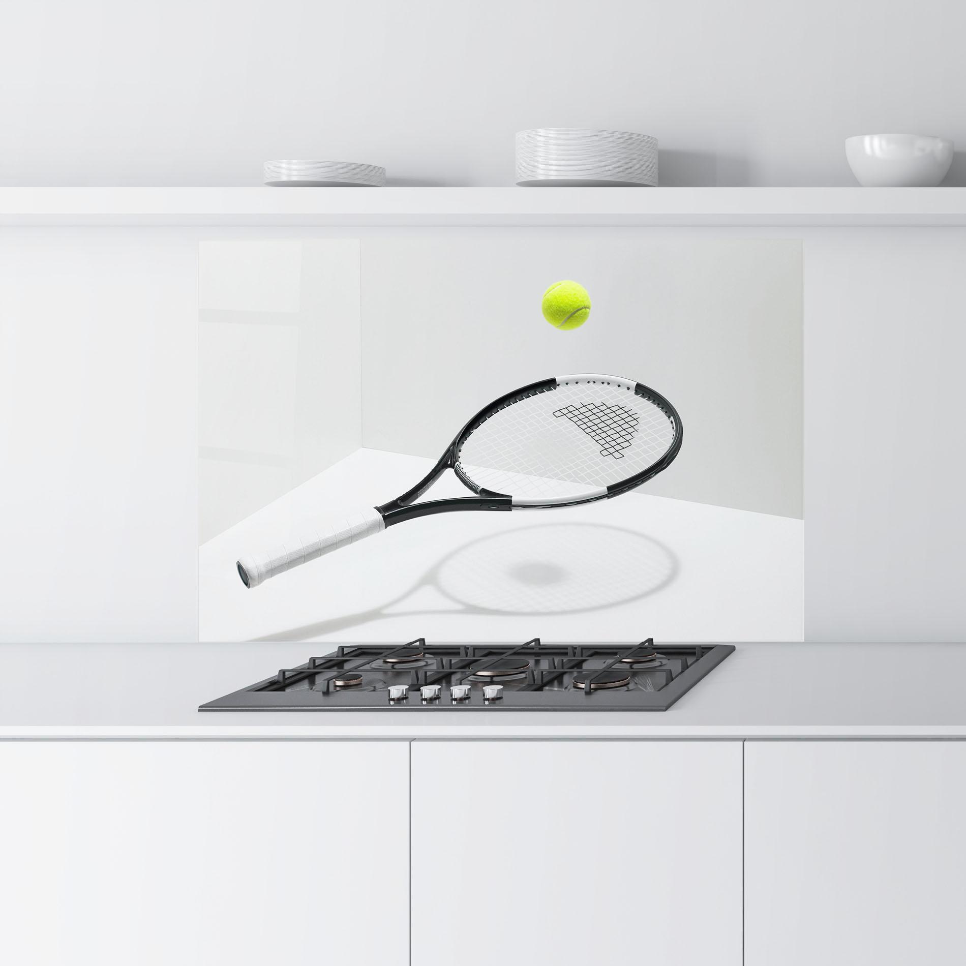Konyhai üveg hátfal Floating Tennis Racket mockup 9