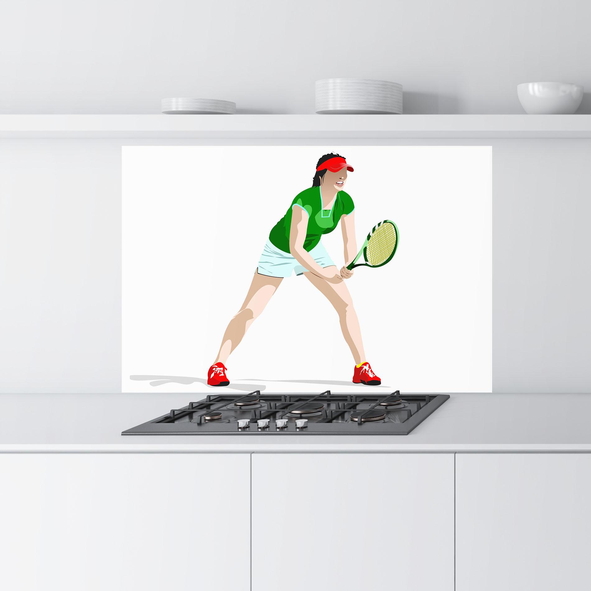 Konyhai üveg hátfal Green Tennis Racket mockup 9