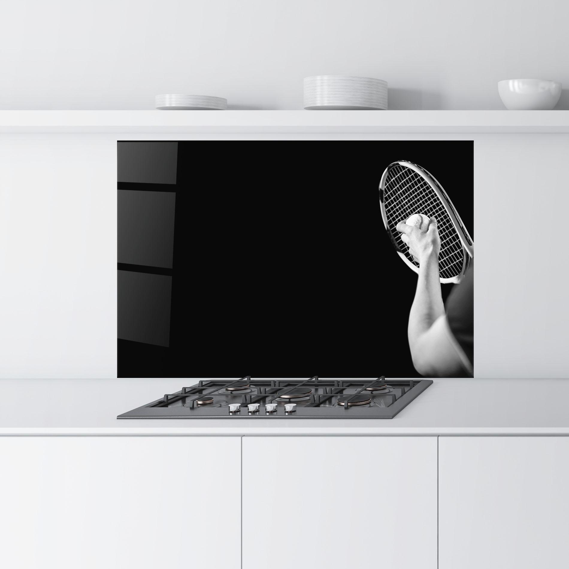 Konyhai üveg hátfal Grey Tennis Racket mockup 9