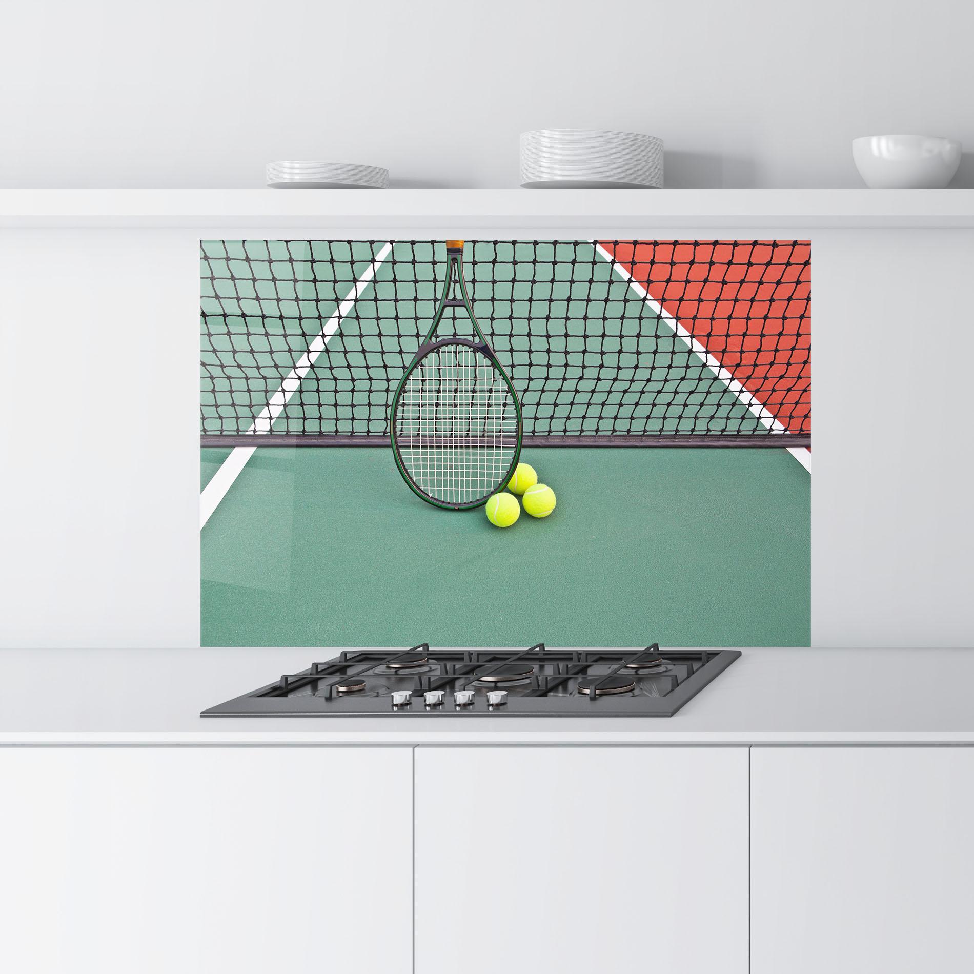 Konyhai üveg hátfal Tennis Field mockup 9
