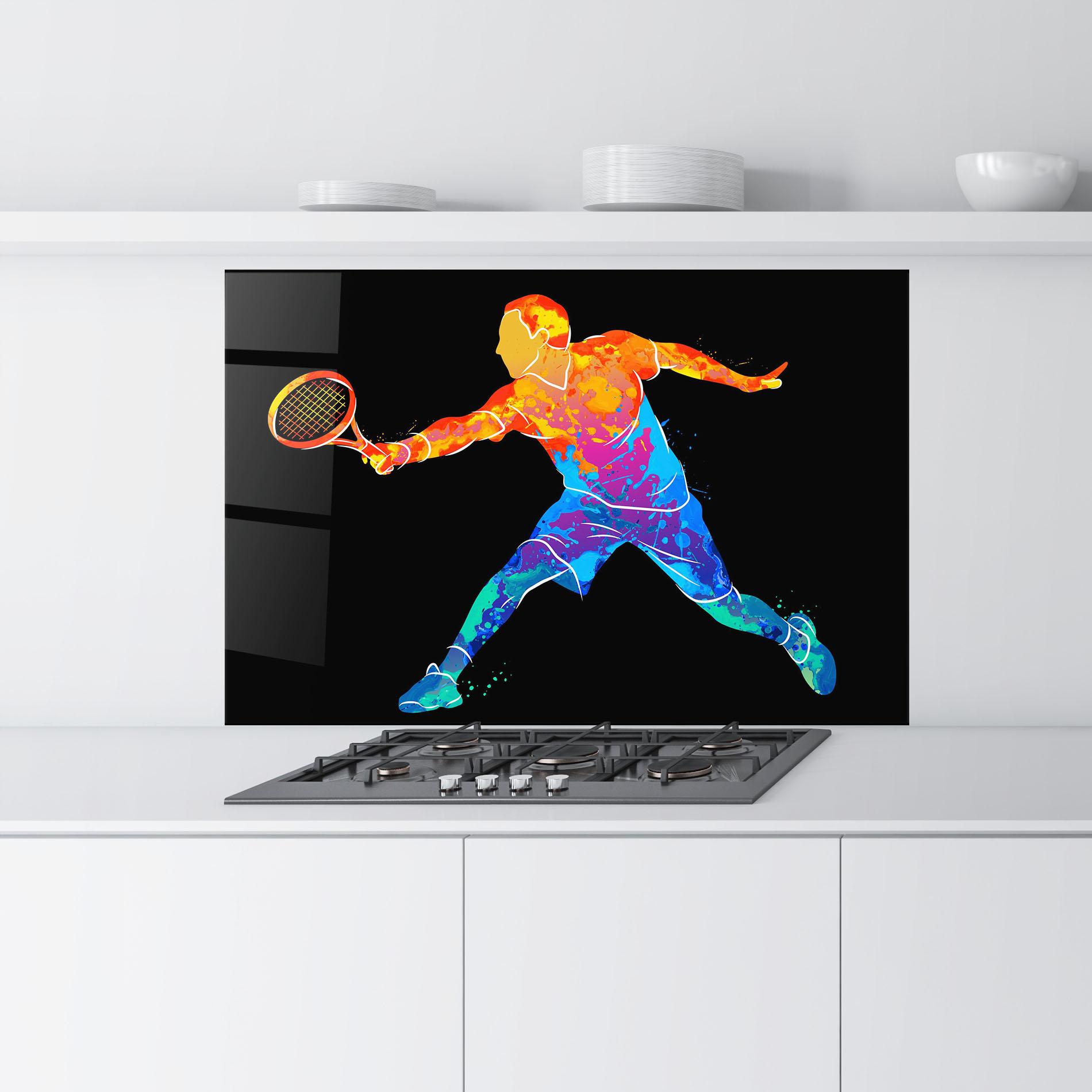 Konyhai üveg hátfal Tennis Orange Blue mockup 9