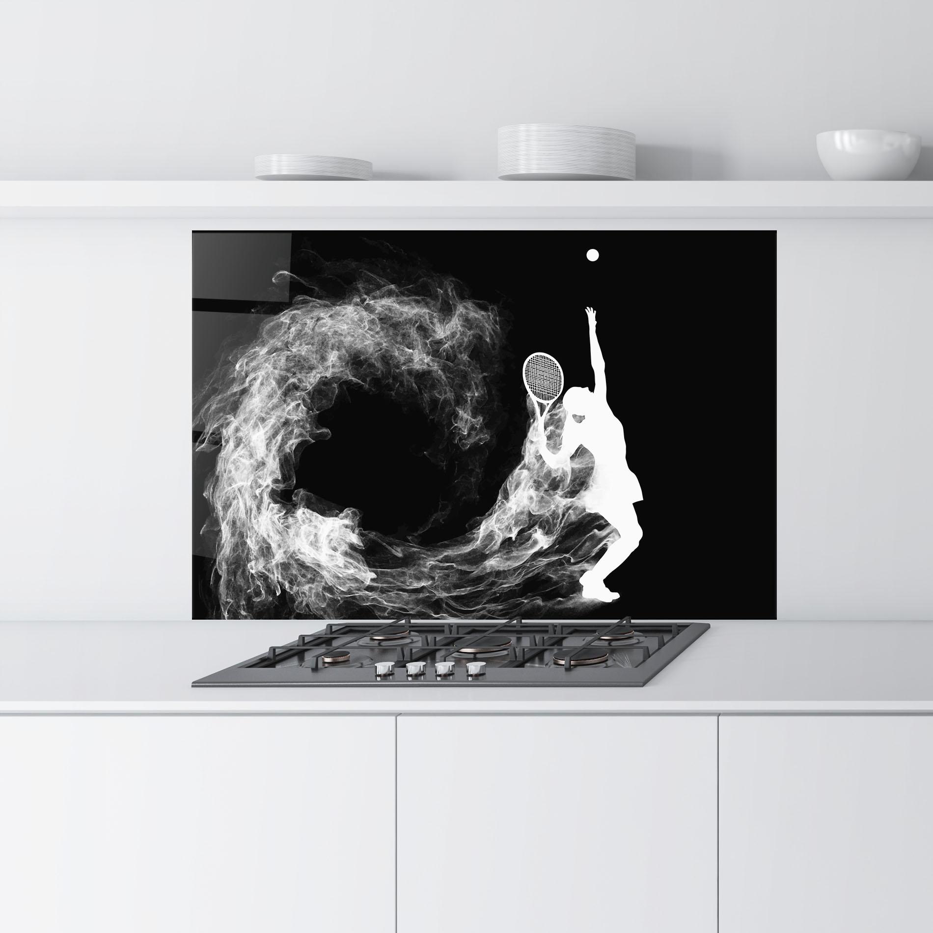 Konyhai üveg hátfal White Tennis Smoke mockup 9