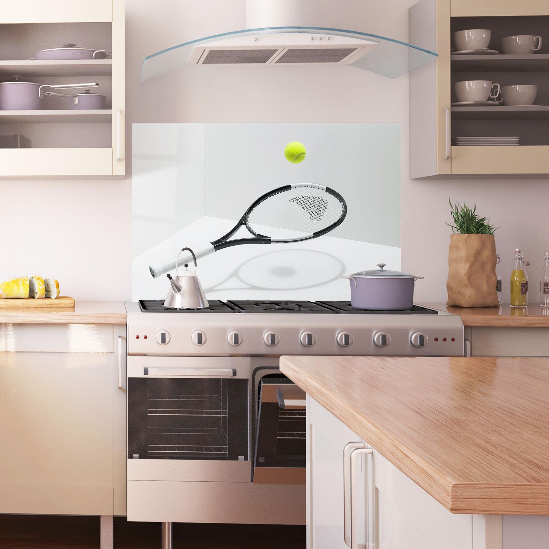 Konyhai üveg hátfal Floating Tennis Racket mockup 1