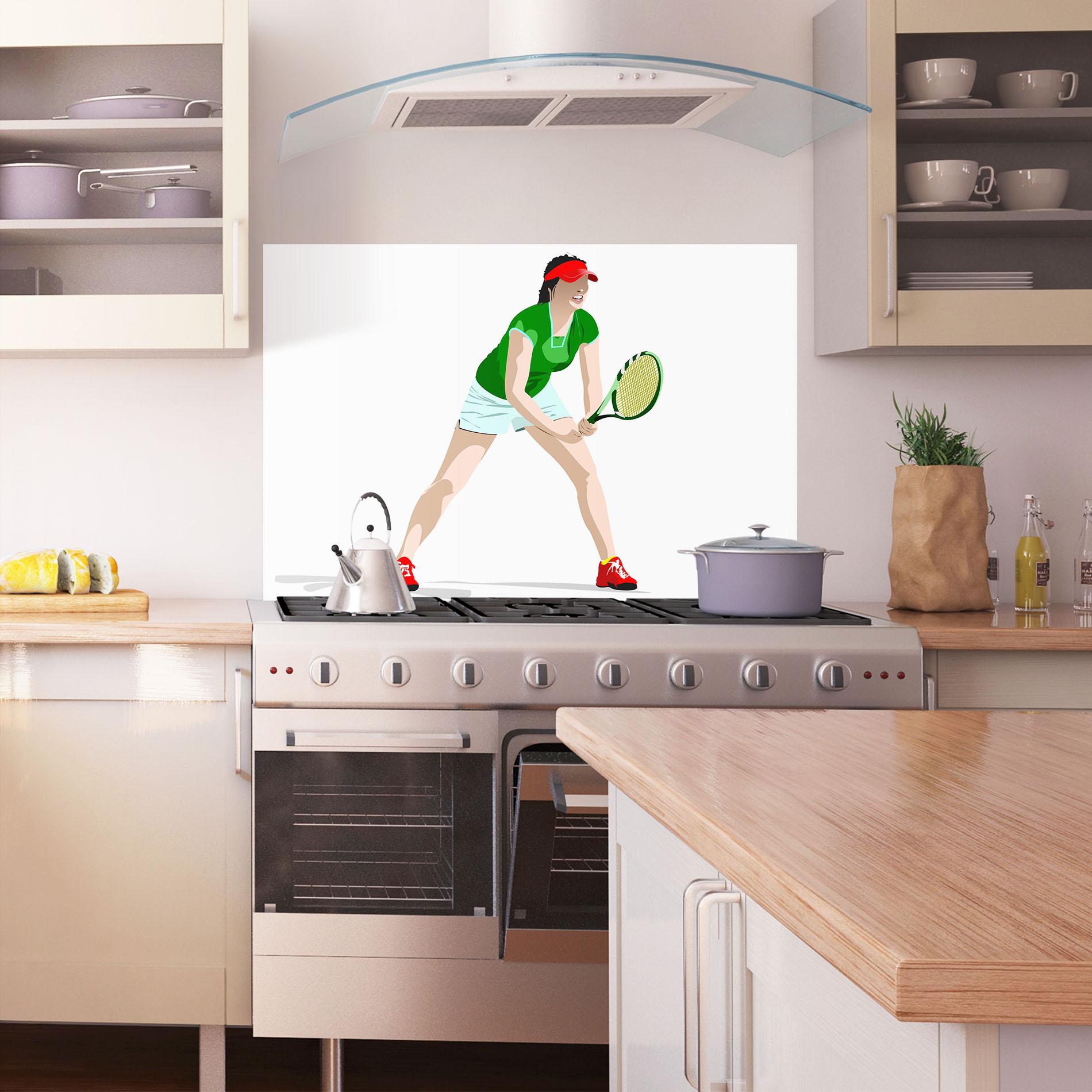 Konyhai üveg hátfal Green Tennis Racket mockup 1