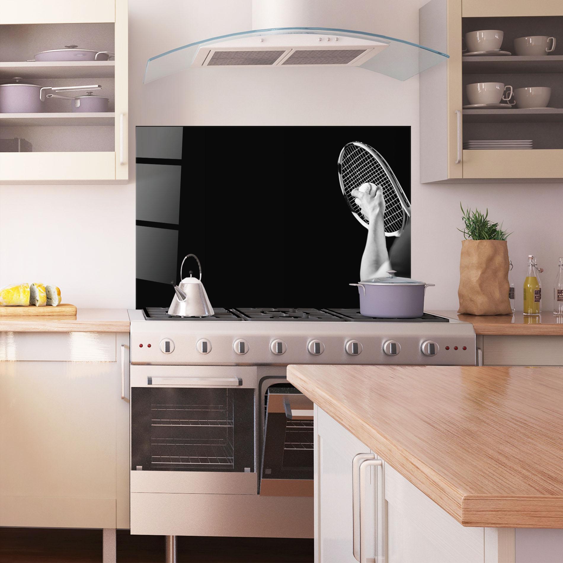 Konyhai üveg hátfal Grey Tennis Racket mockup 1