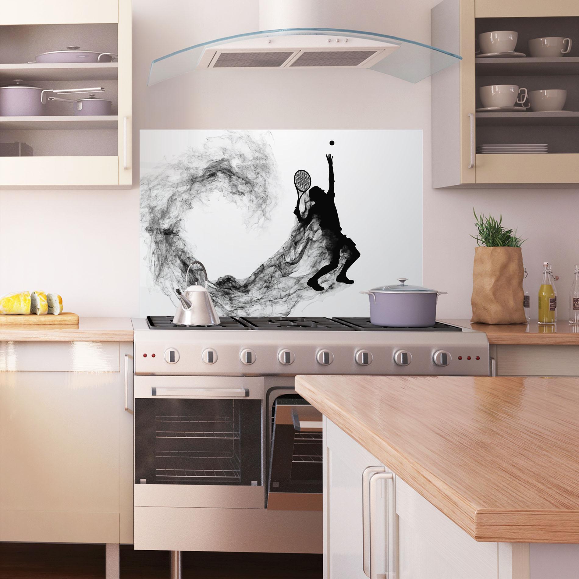 Konyhai üveg hátfal Tennis Black Smoke mockup 1