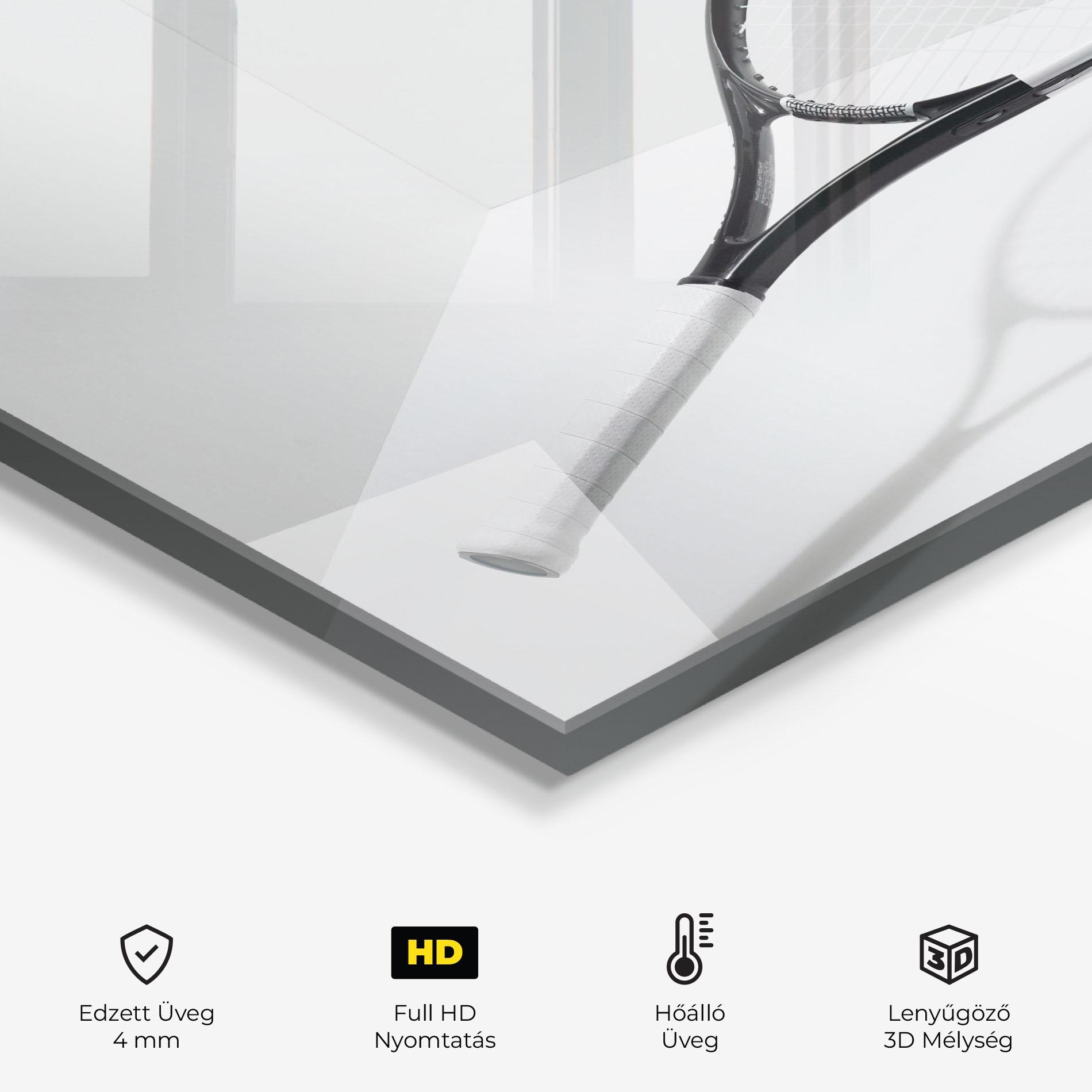 Konyhai üveg hátfal Floating Tennis Racket mockup 2