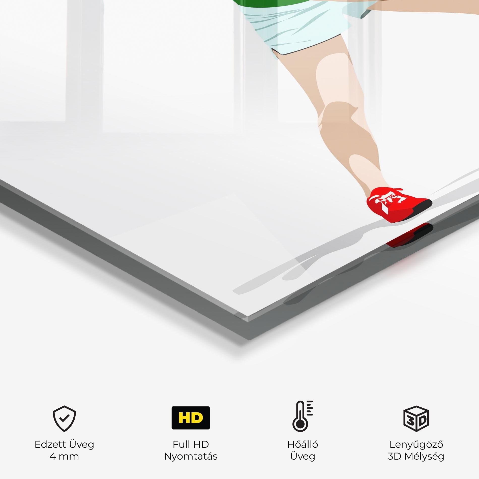 Konyhai üveg hátfal Green Tennis Racket mockup 2