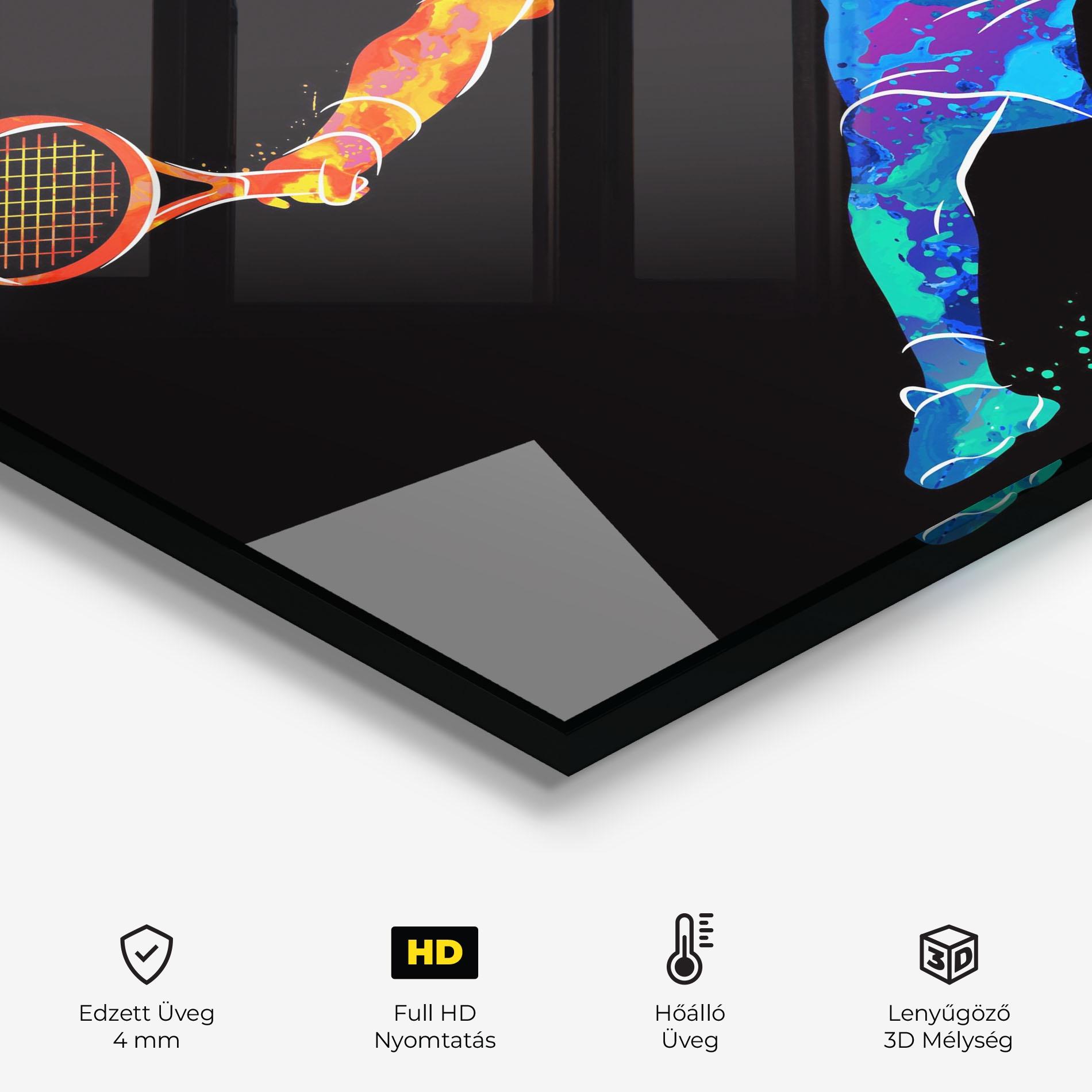 Konyhai üveg hátfal Tennis Orange Blue mockup 2