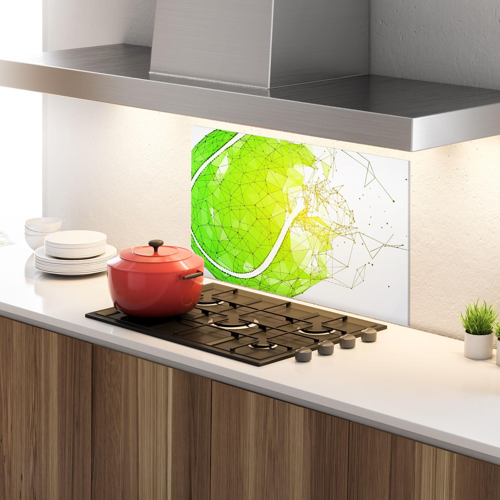 Konyhai üveg hátfal Green Line Tennis mockup 4