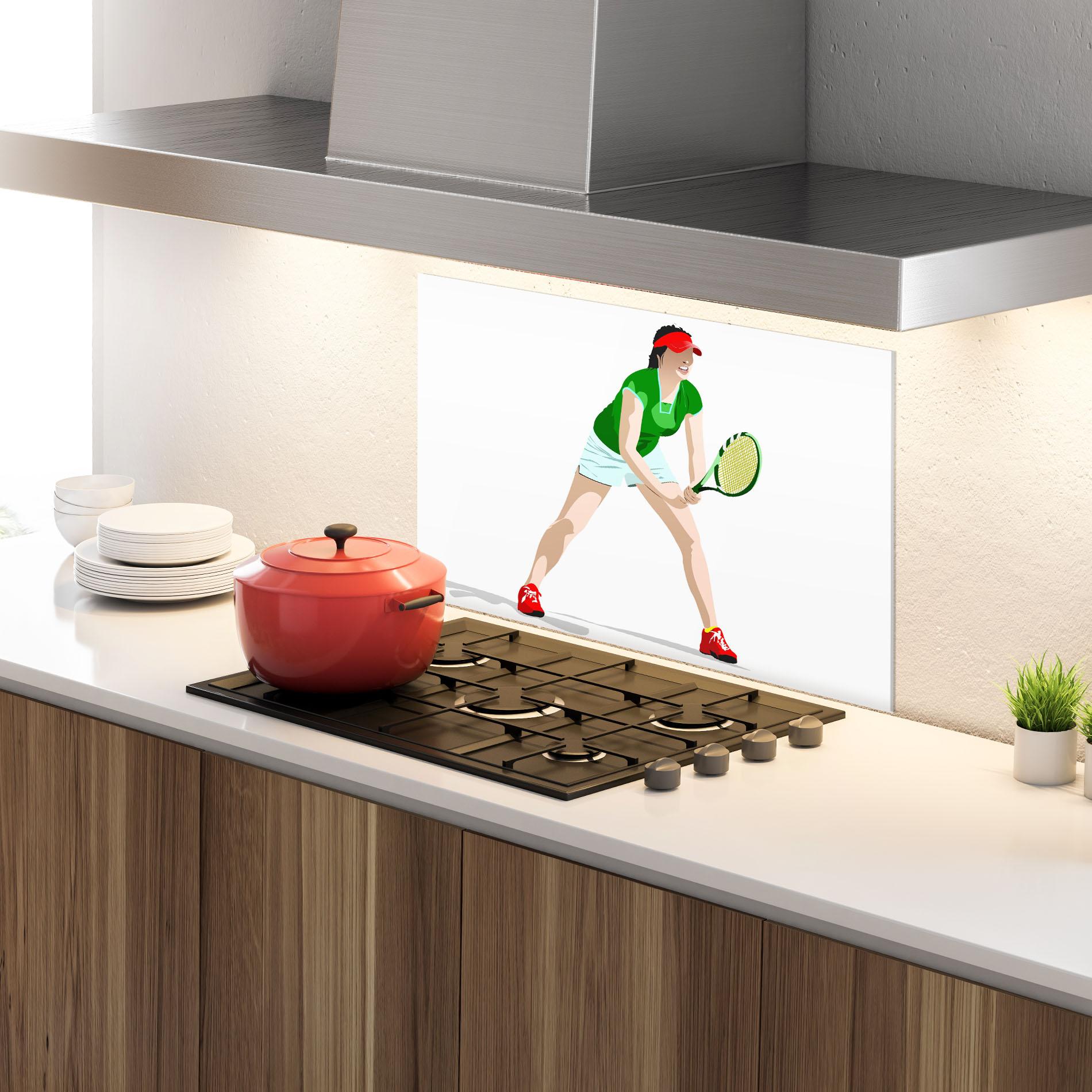 Konyhai üveg hátfal Green Tennis Racket mockup 4